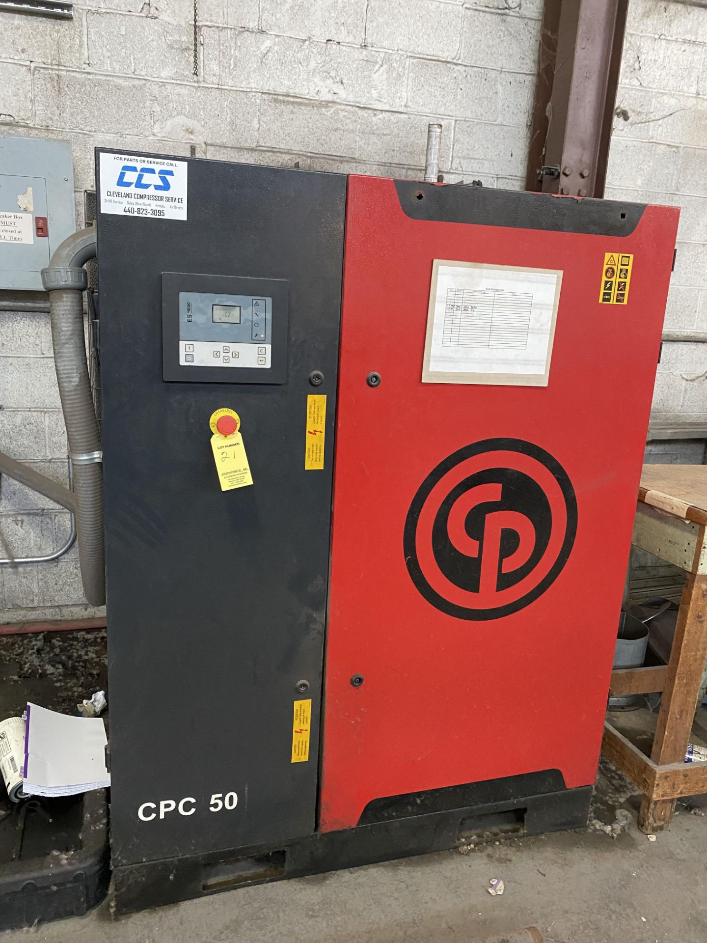 2012 Chicago Pneumatic CPC50 Rotary Screw Air Compressor s/n API120163, 50 HP, 132 PSI, 3PH