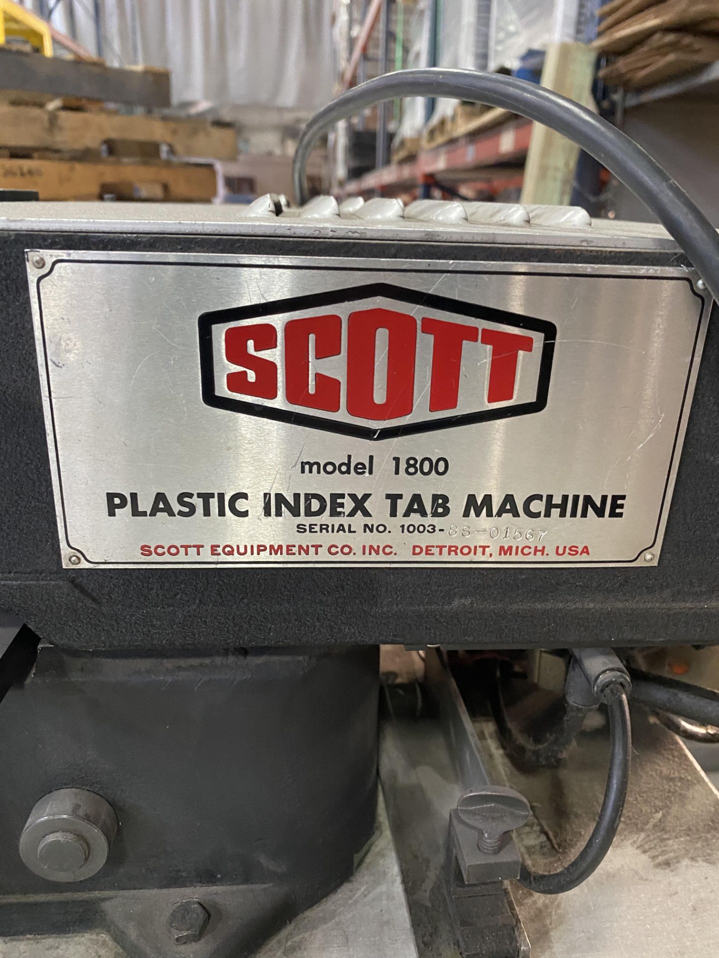 Scott 1800 Plastic Index Tab Machine s/n 1003-8S-01567 - Image 4 of 6