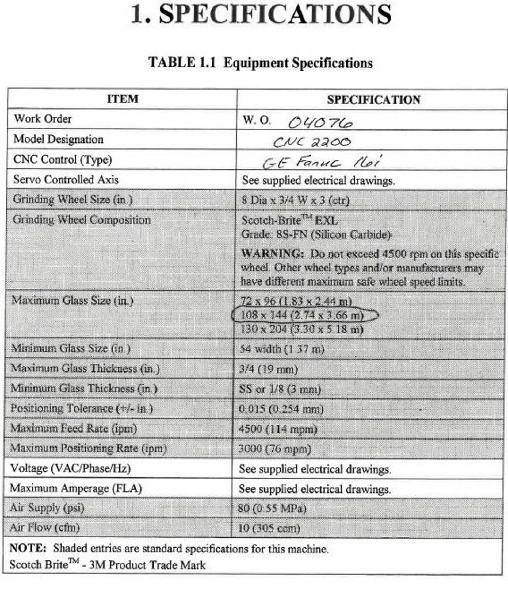 Billco CNC2200 Glass Cutting Machine, Grinding Wheel Size 8” Dia x ¾ W x 3 (CTR), Maximum Glass Size - Image 13 of 13