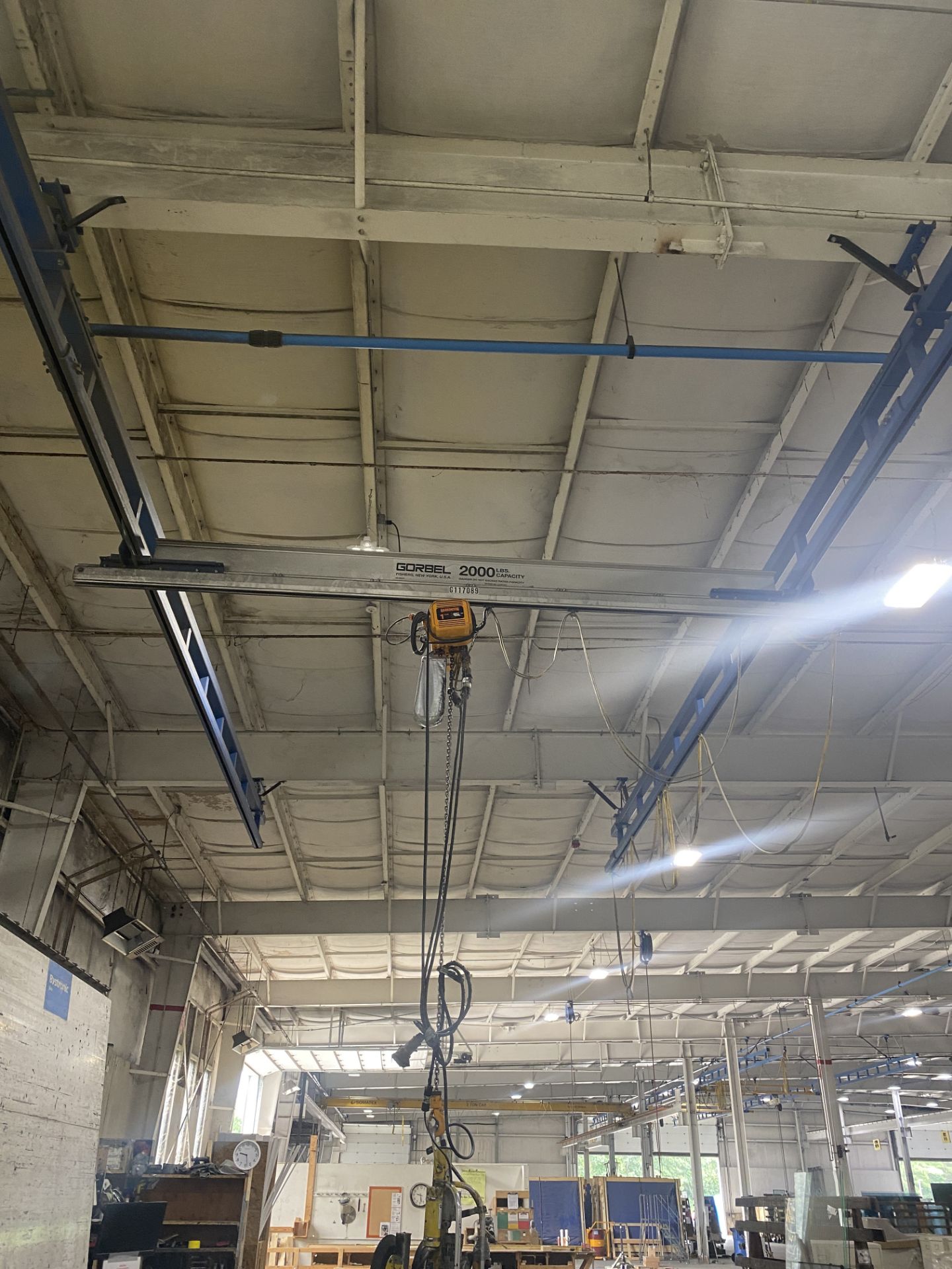 Gorbel 2,000# Overhead Crane Structure Approx. 15' Span, Approx. 60' Rails, Harrington 1 Ton - Image 2 of 5