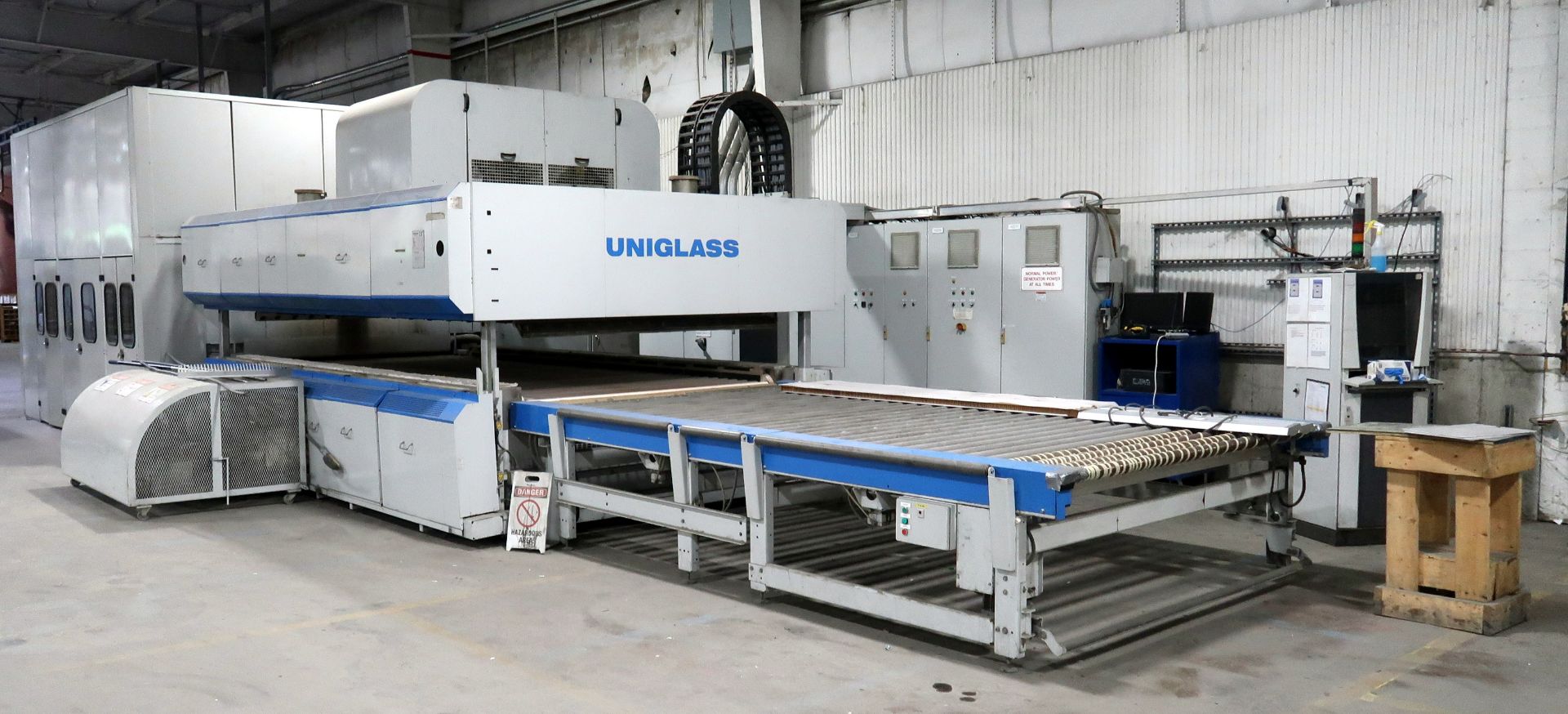 2009 Uniglass UGC-2100 x 3600-1 Glass Tempering Furnace, 791 KW Heating, Drives, Blower Motors