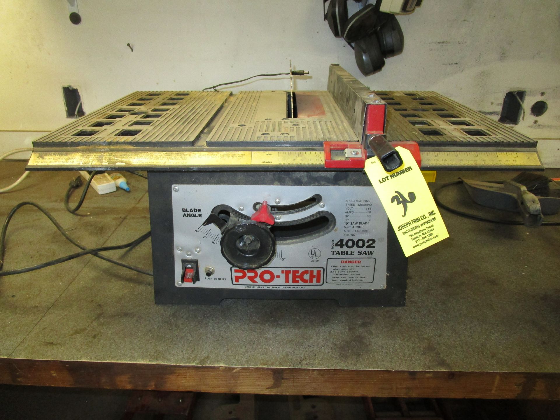 (1) Pro-Tech 4002 Table Saw