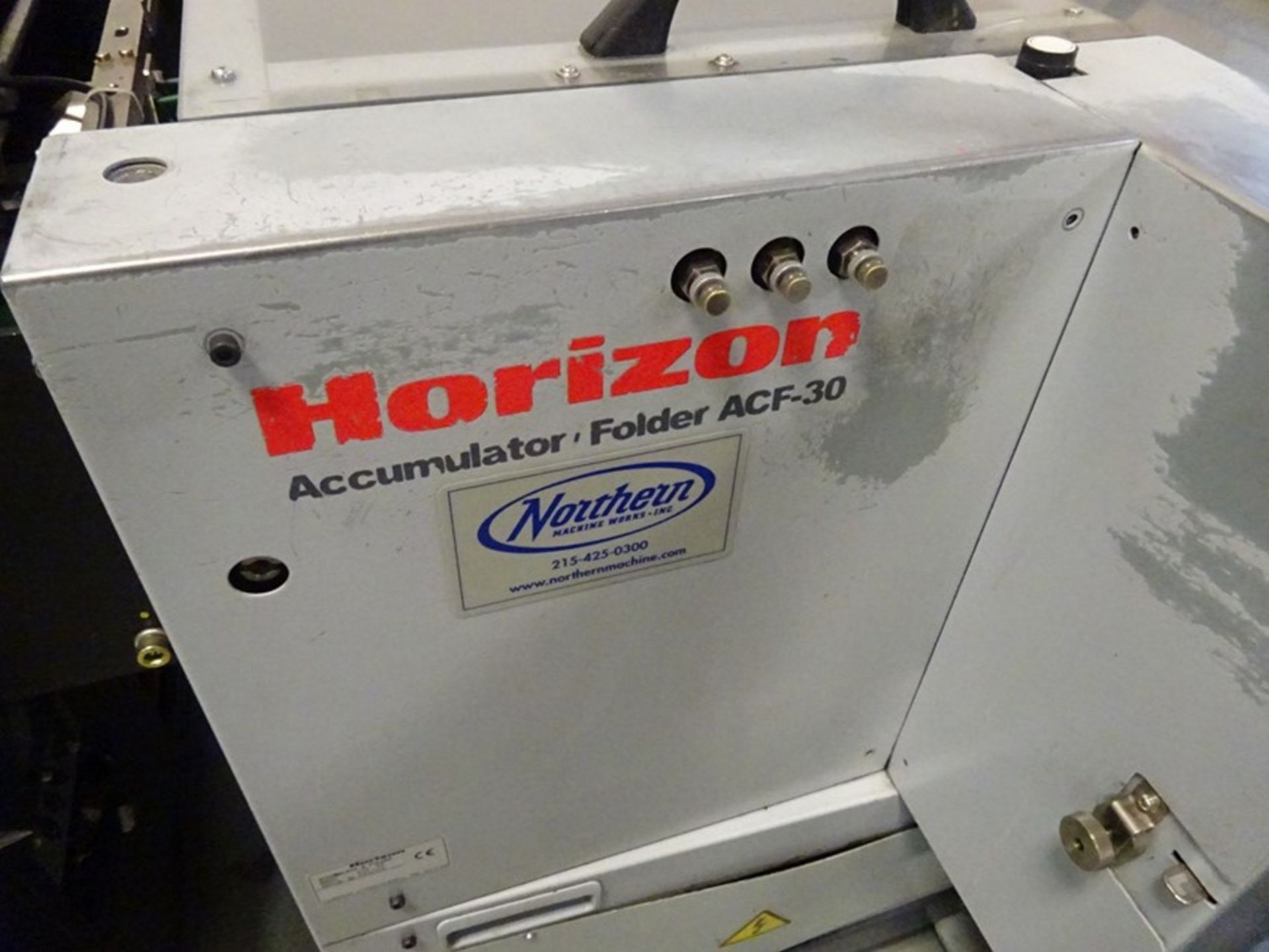 2004 Horizon Stitchliner, s/n 340006 with SPF-30 Saddle Stitcher, HTS-30 Trimmer, ACF-30 Accumulator - Image 8 of 10