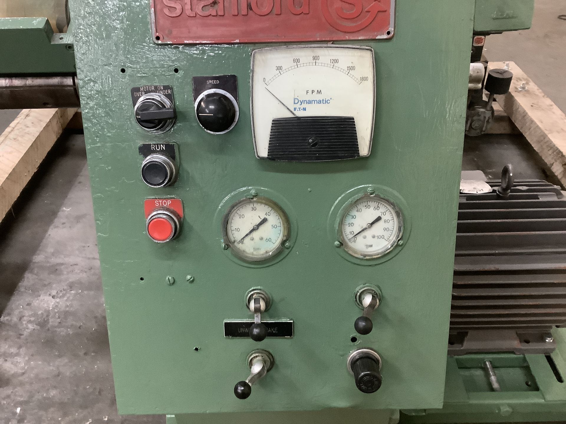 24” Stanford Model 142-HD doctor machine, rewinder. Center rewinder. Age 1980. Serial # 6804301. - Image 3 of 15