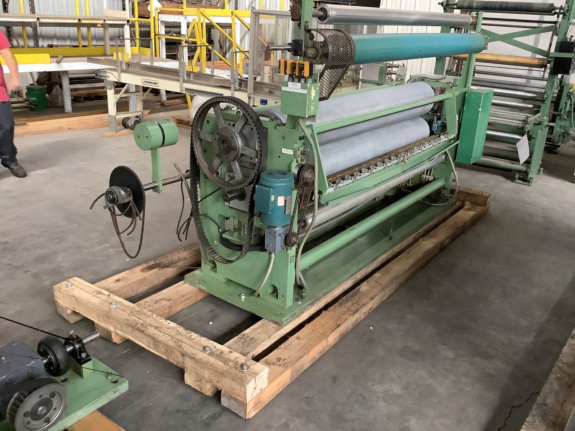 86” Bretting embossing system with matched steel-to-steel embossing rolls. Age 1992. Serial # of