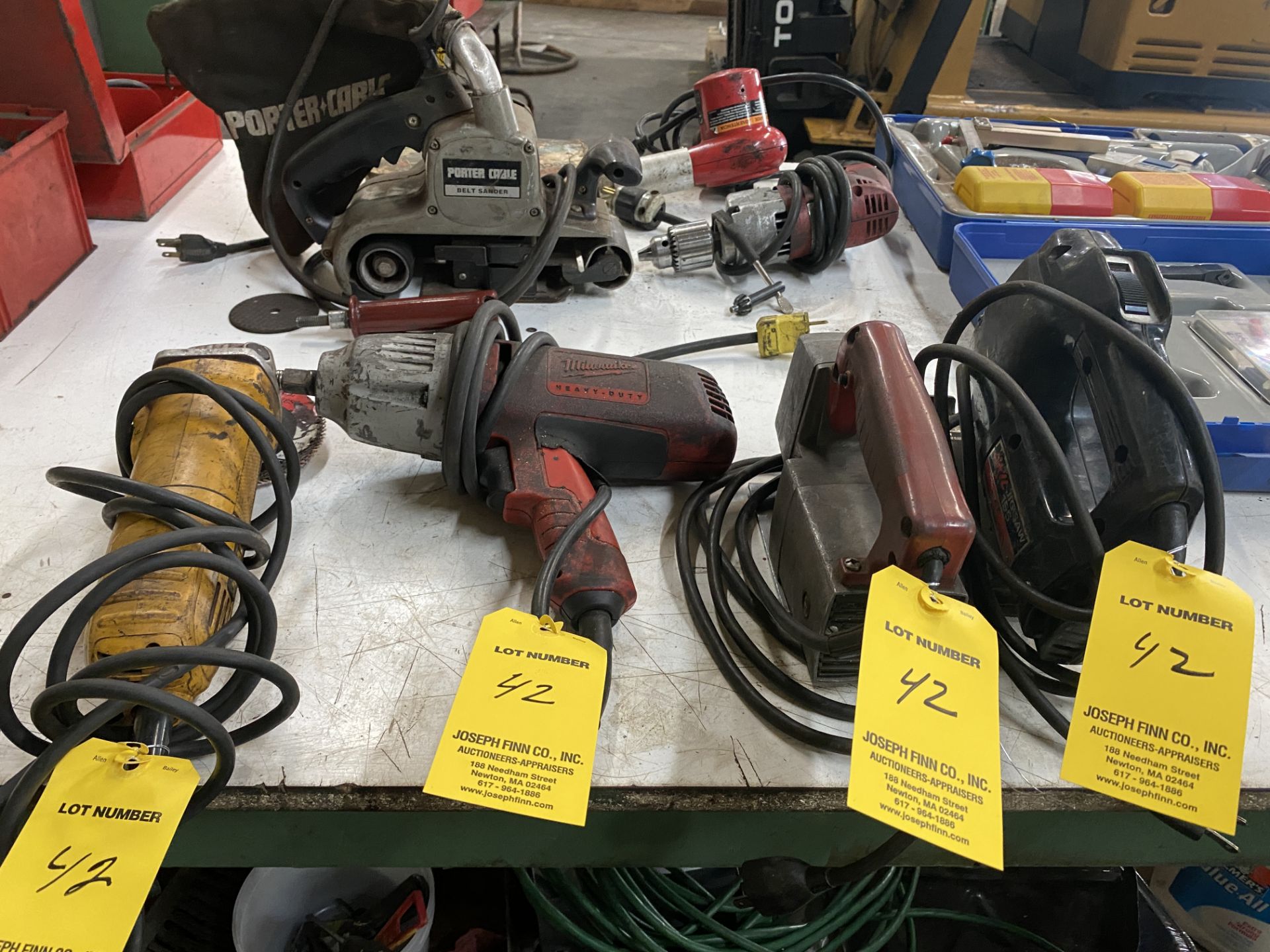 Dewalt Elec. Grinder, Milwaukee Elec. Drill & (2) Jig Saws