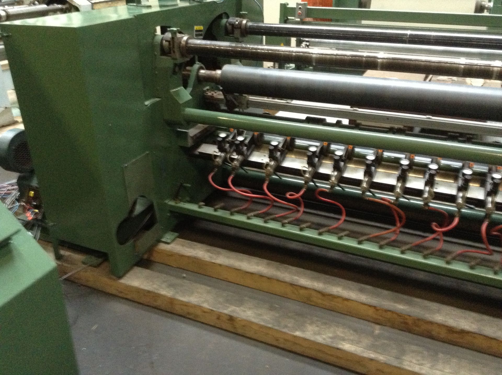 74" Dusenbery Model 260 FS duplex center surface rewind slitting & rewinding machine. Age 1980.