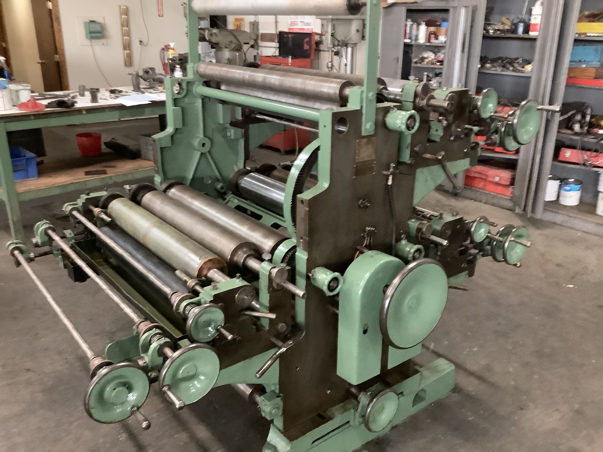 31” Windmoller & Holscher Alina X, 3-color, flexographic inline tailend printing press. Serial #