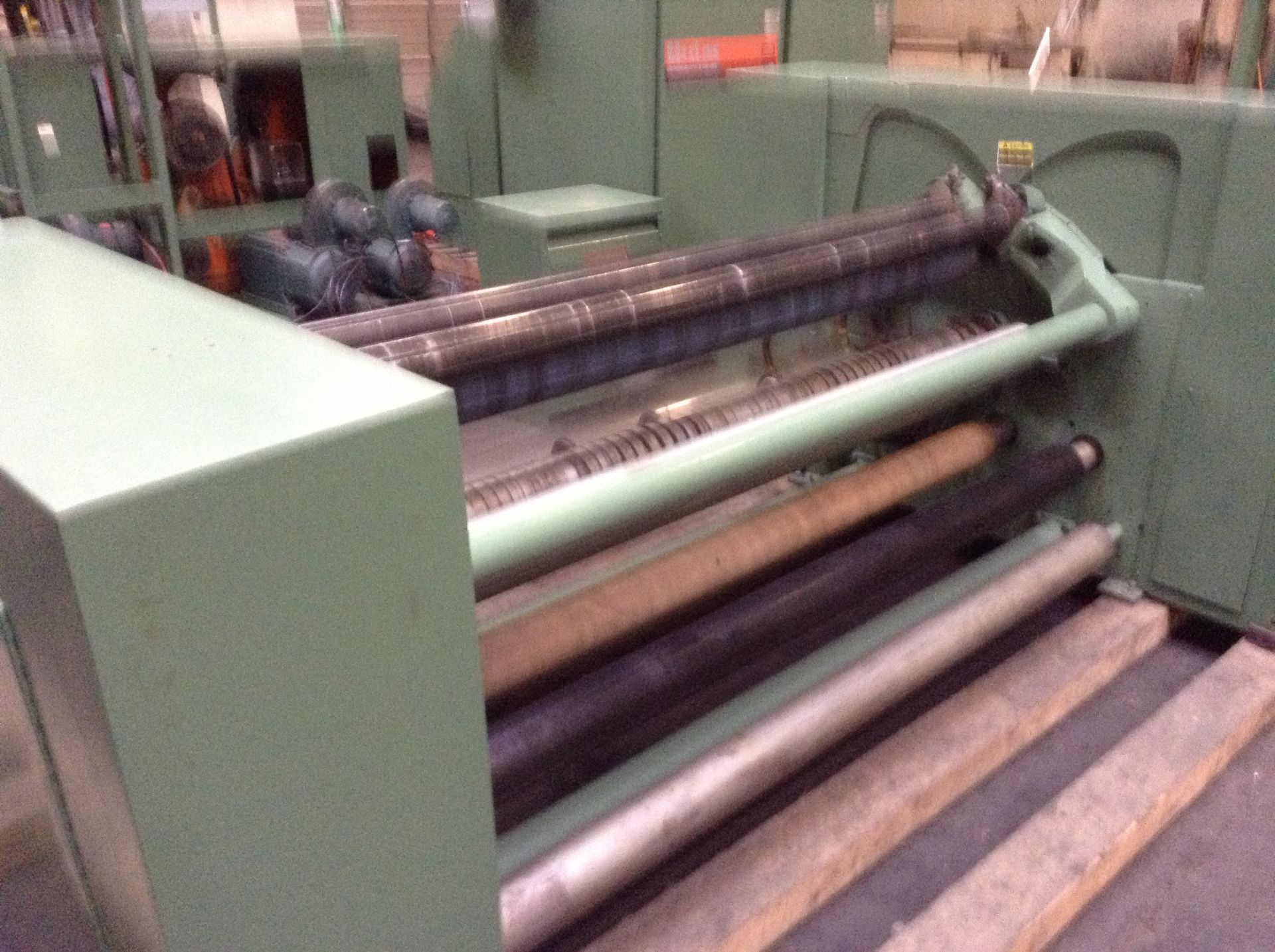 74" Dusenbery Model 260 FS duplex center surface rewind slitting & rewinding machine. Serial #