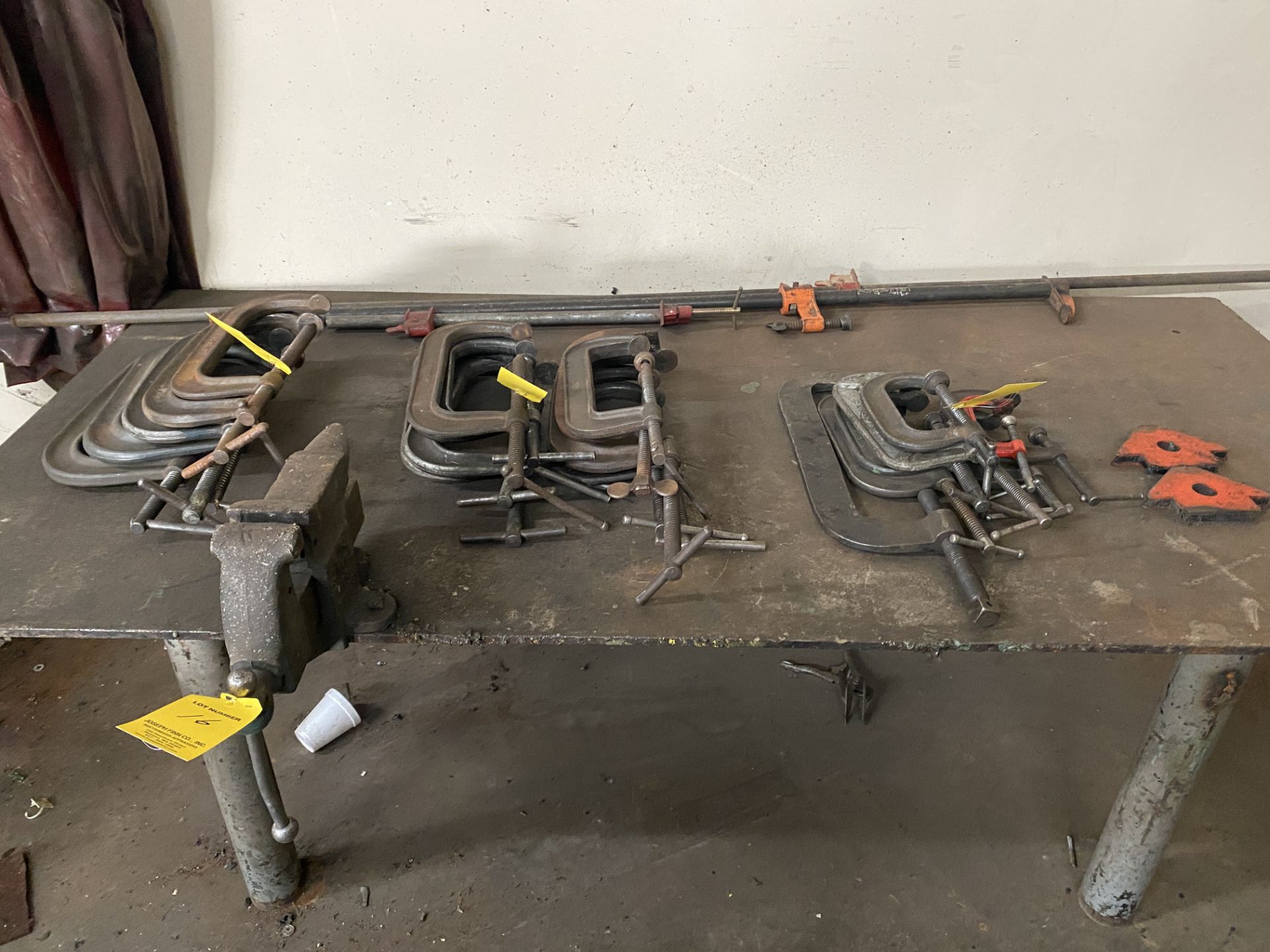 Approx. (23) Asst. C-Clamps, Vise, Steel Bench