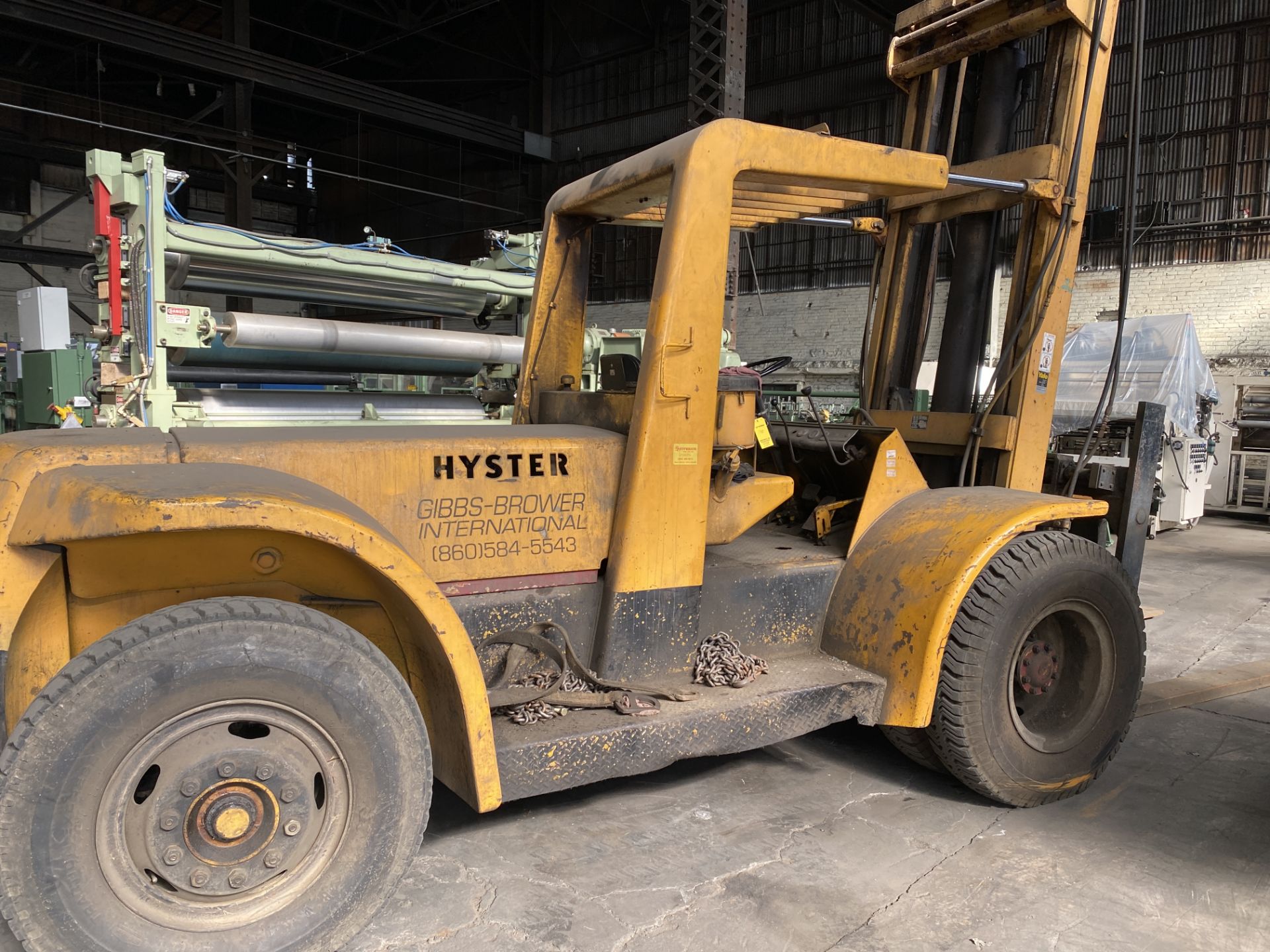 Hyster Model H200E LPG Forklift, s/n B7L1935H, 20,000 Lb., Dual Front Tires, Reads 1200 Hours