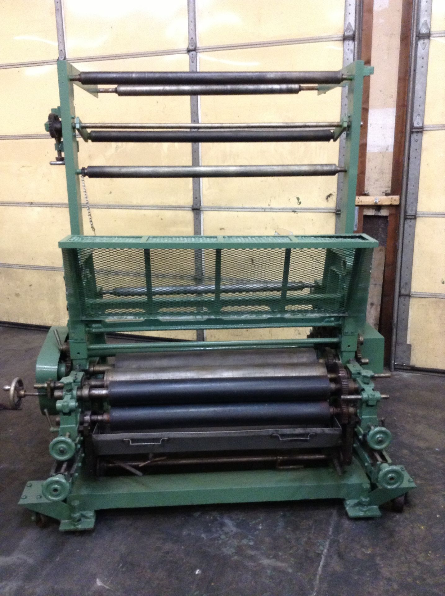 38” Windmoeller & Hoelscher 1-color flexographic inline printing press. Approx. 10” to 30” repeat.
