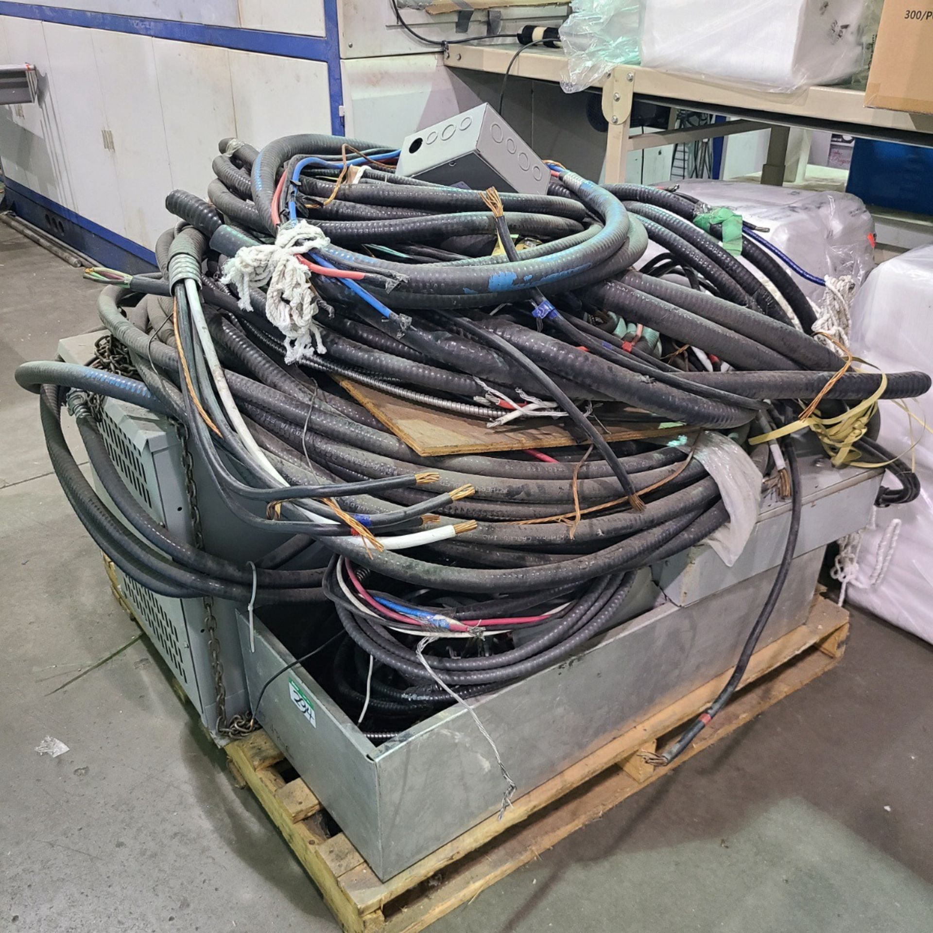 PALLET OF 2 TRANSFORMERS, ELECTRIC TECK CABLE