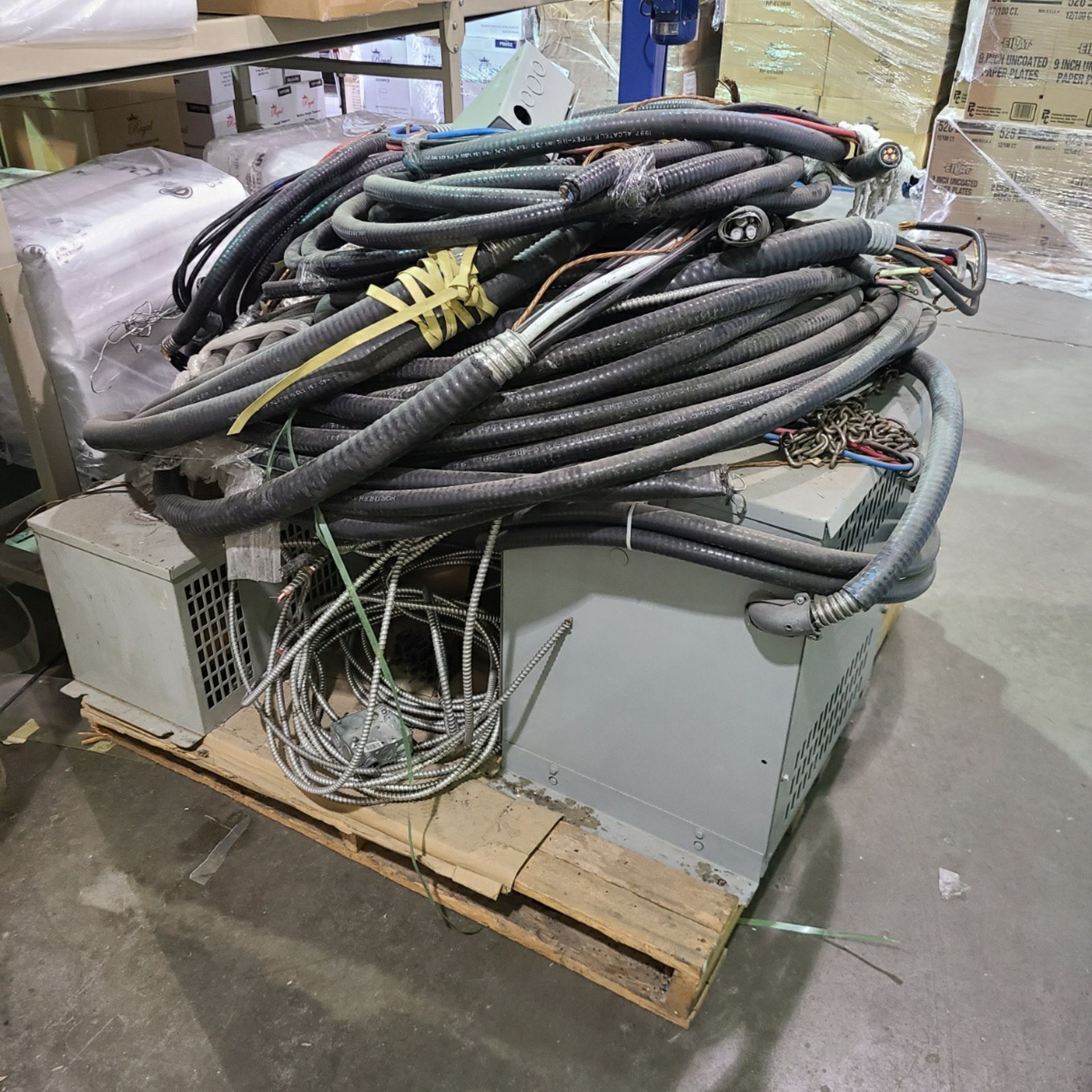 PALLET OF 2 TRANSFORMERS, ELECTRIC TECK CABLE - Image 2 of 2