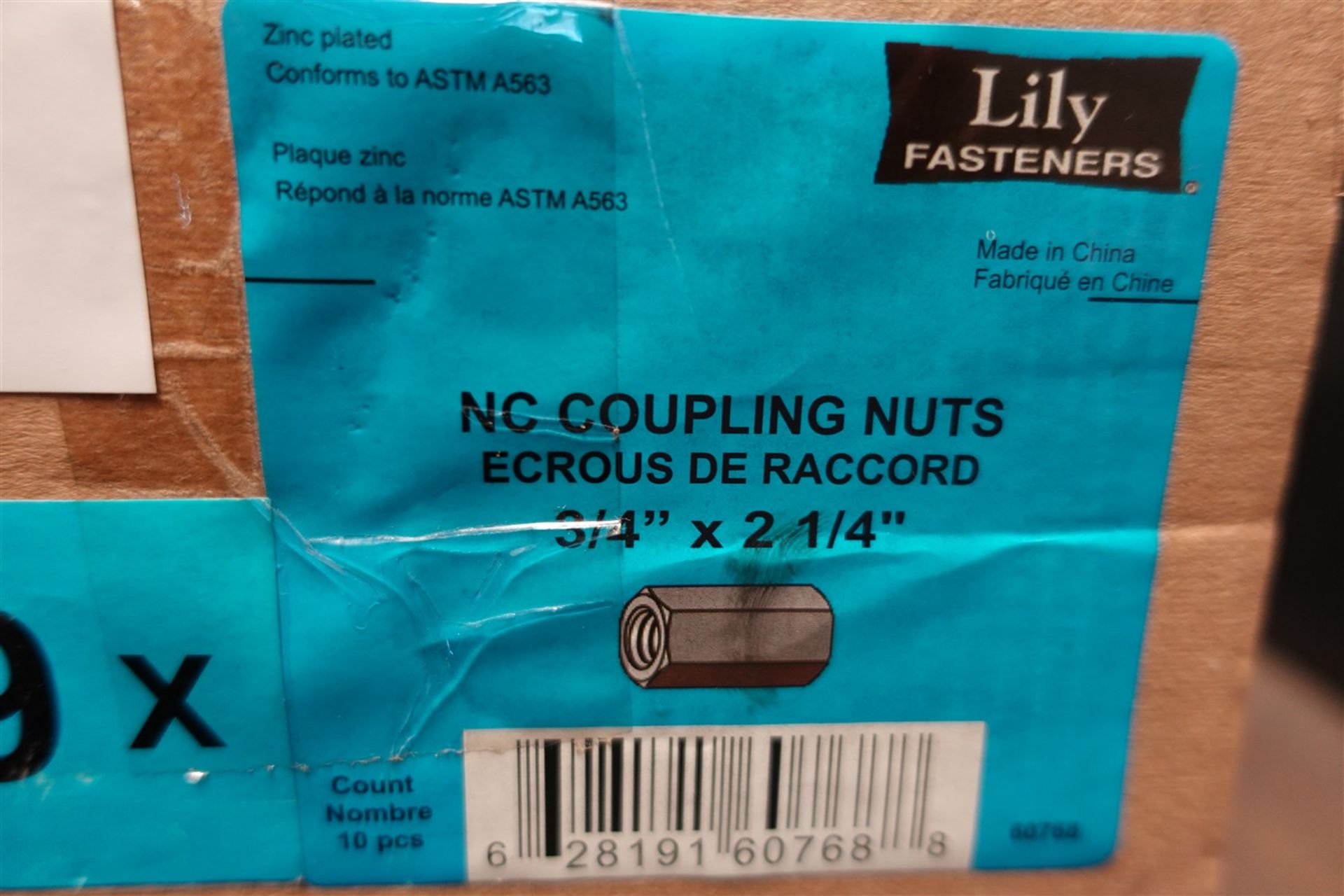 Box of Grip Rite NC coupling nuts, 3/4 IN. X 2 1/4 IN. - Image 2 of 2