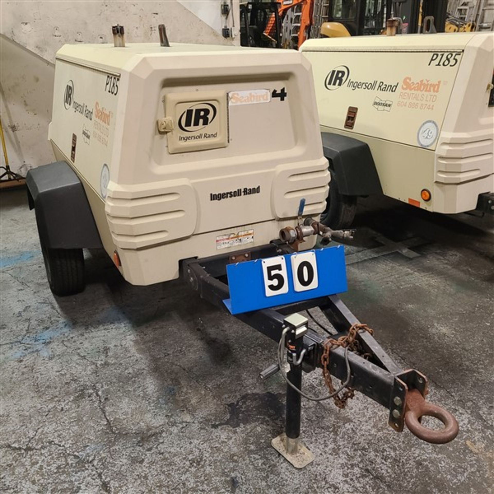 PORTABLE COMPRESSOR - INGERSOL RAND P185WJD/DOOSAN P/W FORD 2.4L DIESEL, METER READS 755 HRS. S/N