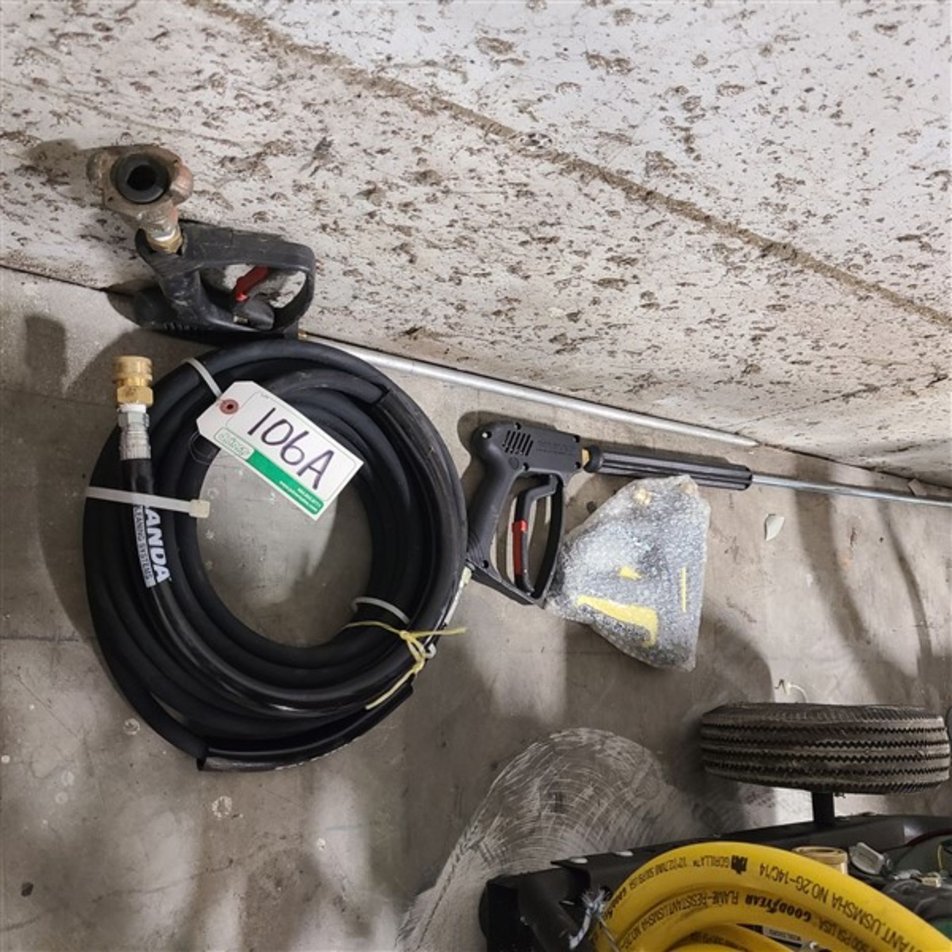 NEW PRESSURE WASH HOSE, WAND, GUNS. (USED WAND)