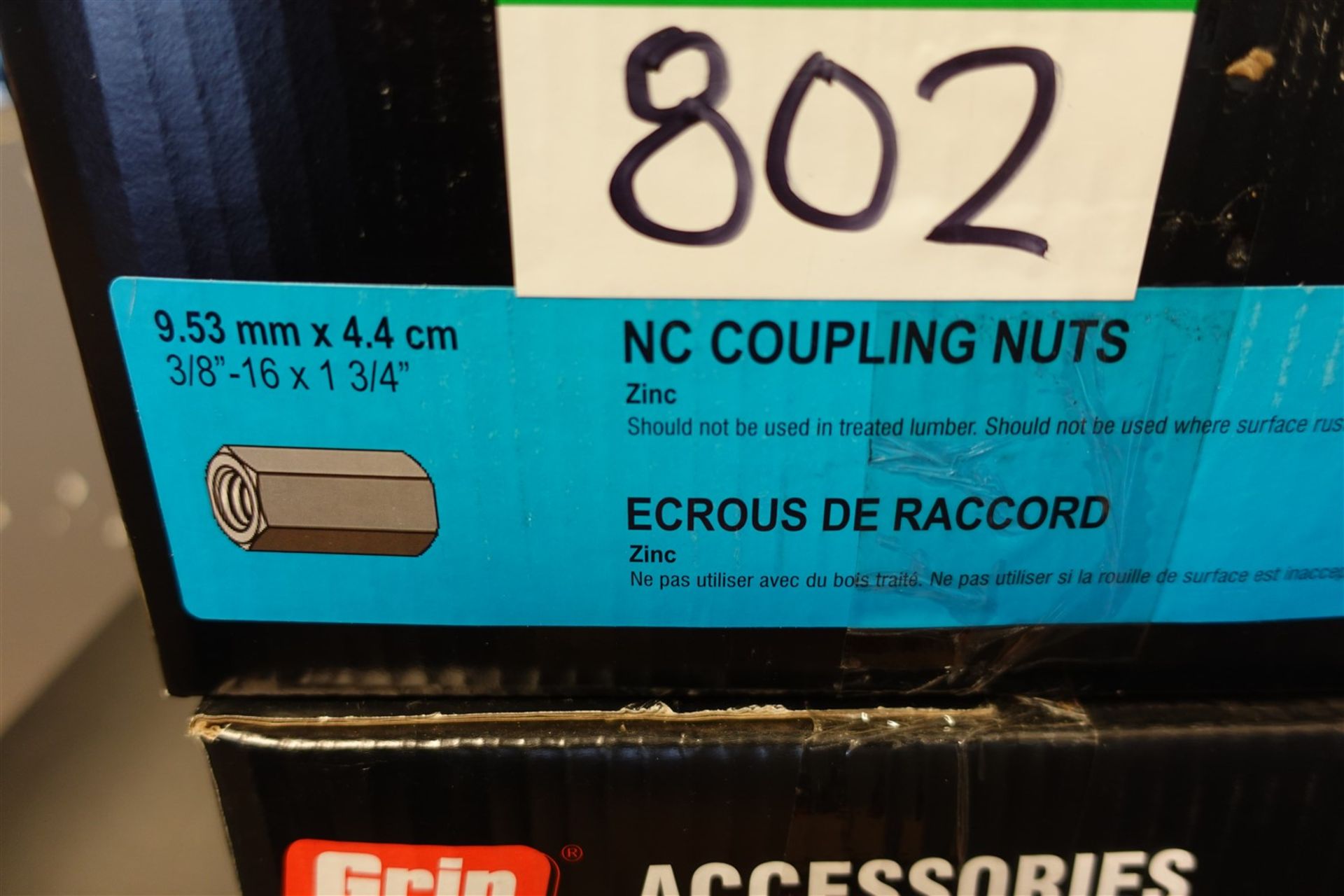 Box of Grip Rite NC coupling nuts, 3/8 IN.-16 x 1 3/4 IN. - Image 2 of 2