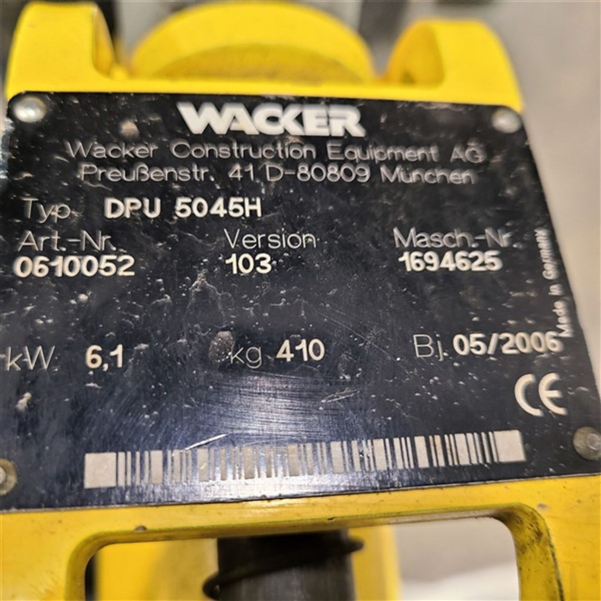 WACKER DPU 5045H VIBRATORY WALK BEHIND COMPACTOR, P/W HATZ DIESEL - Image 2 of 2