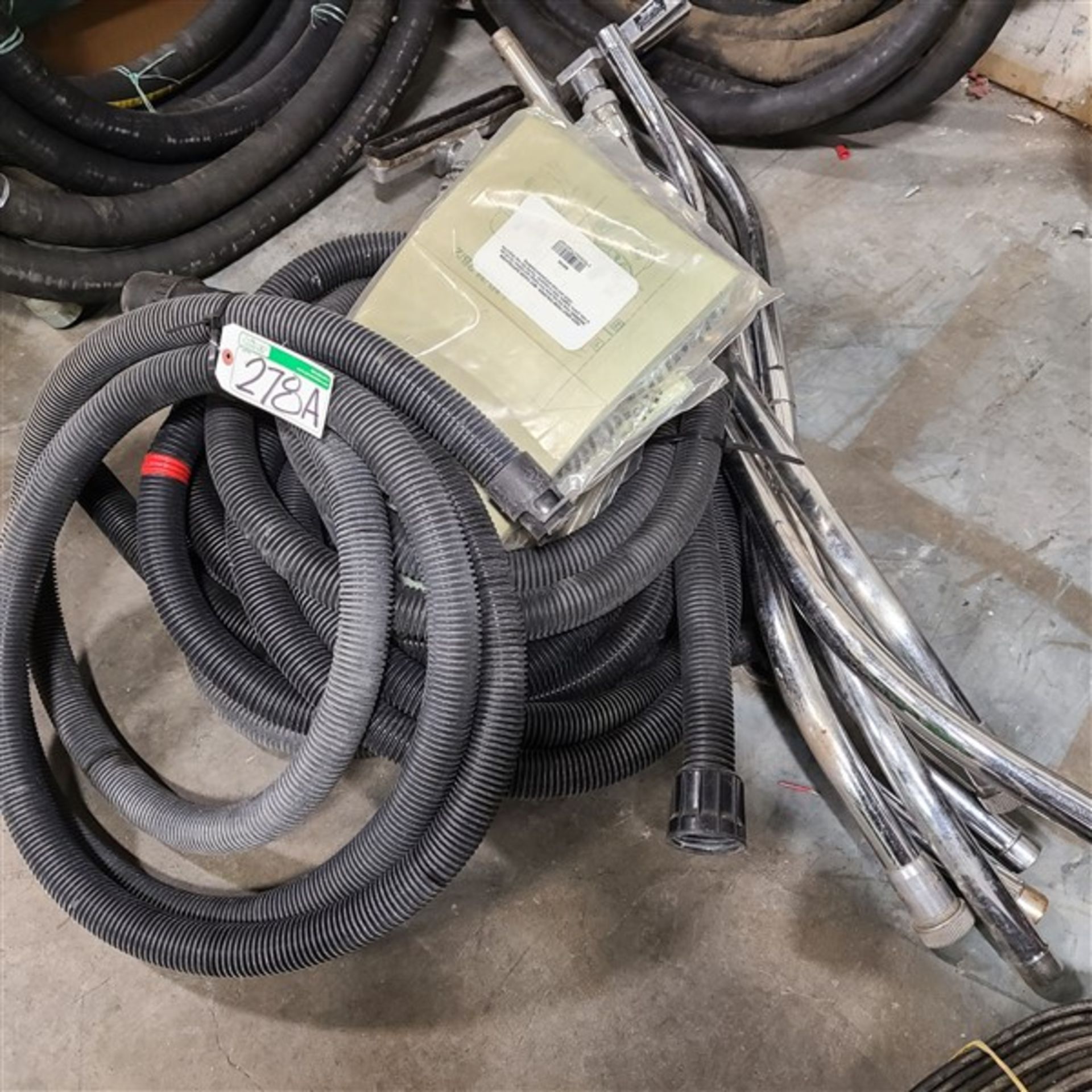 LOT OF VACUUM CLEANER HOSE, WANDS AND BAGS