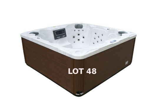 NIAGRA HOT TUB, STERLING SILVER ACRYLIC COLOUR, BLACK CABINET SKIRT, DIMENSIONS 89” X 89” X 35”, - Image 1 of 15