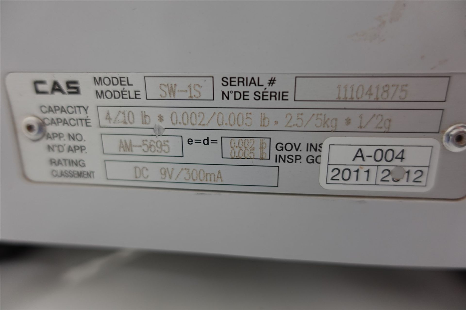 CAS COUNTER TOP DIGITAL WEIGHING SCALE MOD. SW-1S - Image 3 of 3