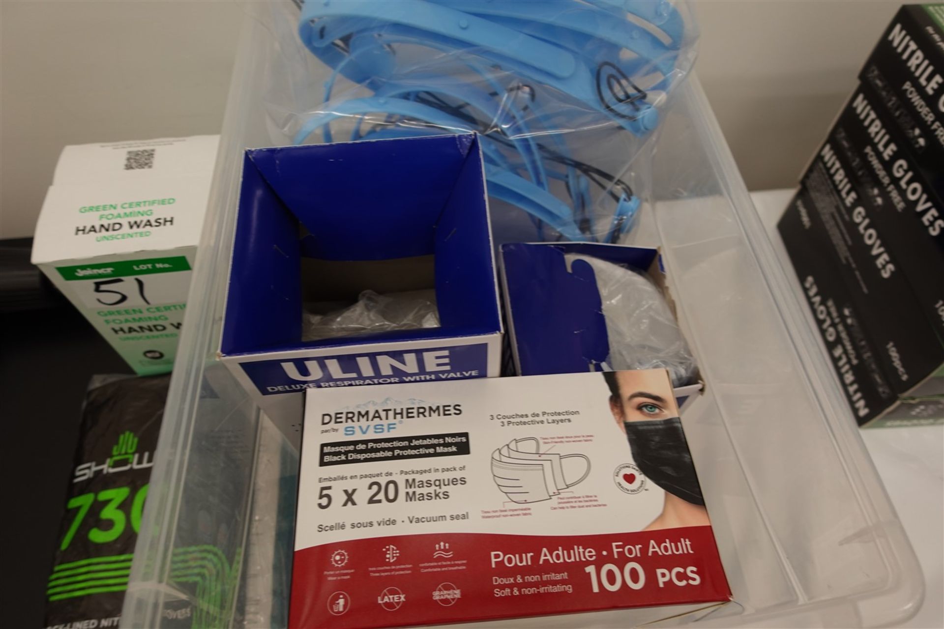 LOT OF SURE TOUCH DISPOSABLE POWDER FREE GLOVES, MASKS ETC. - Image 2 of 3