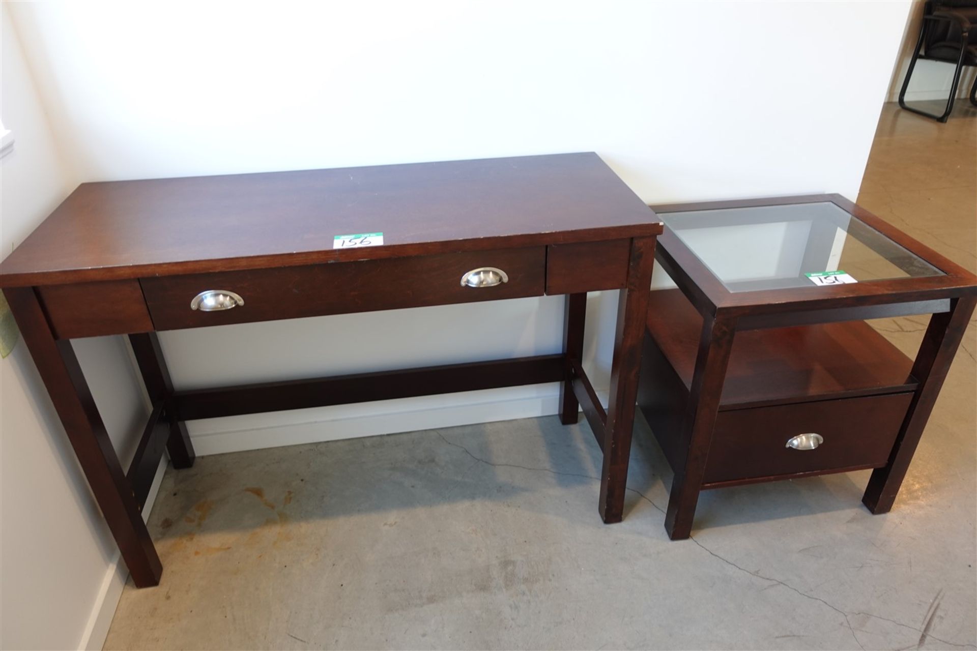 WOODEN WALL DESK W/END TABLE