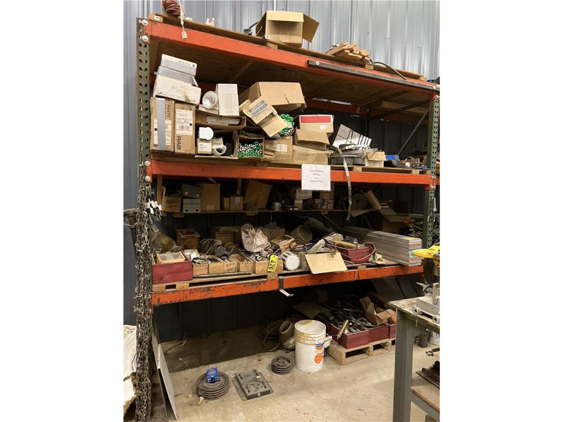 REMAINING CONTENTS ON 4-SHELVES: MISC. LIGHTING, PARTS & HARDWARE
