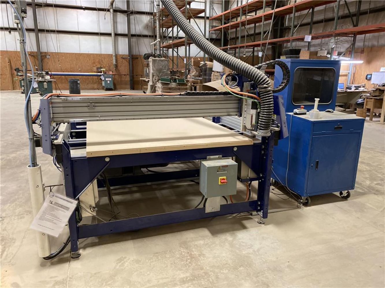 22-3 LATE MODEL CNC ROUTER TABLES - WOOD PRODUCTION & SUPPORT EQUIPMENT - CLARK FORKLIFT - WALKIE STACKER - NEW CARDBOARD BOX INVENTORY - CEDAR