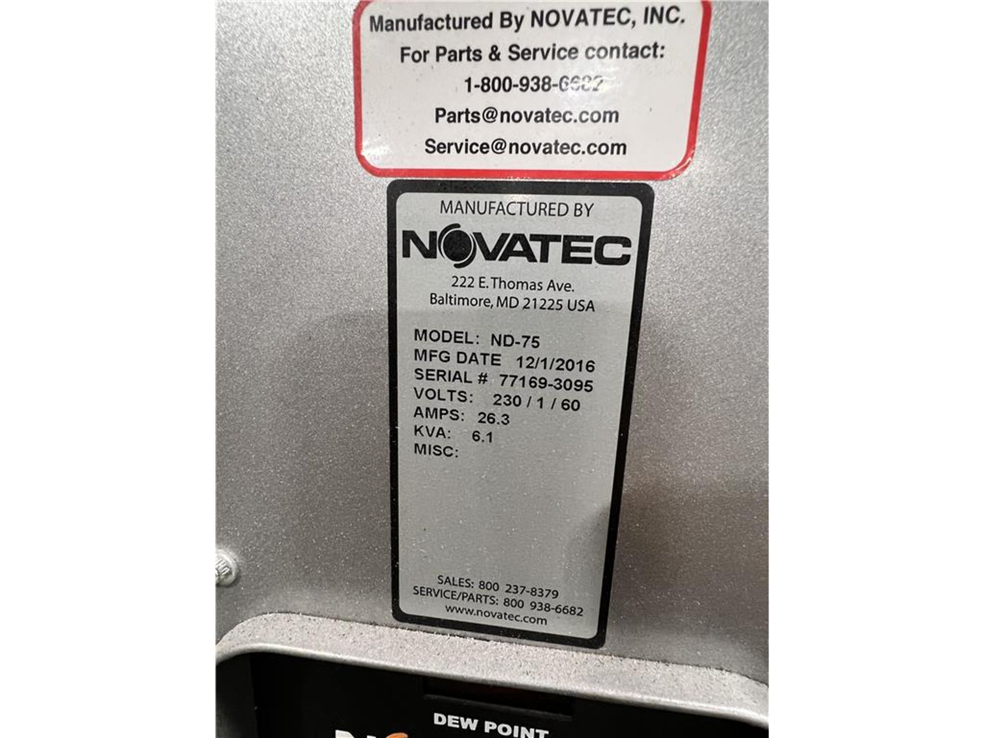 2016 NOVATEC ND-75 DRYER - Image 2 of 2