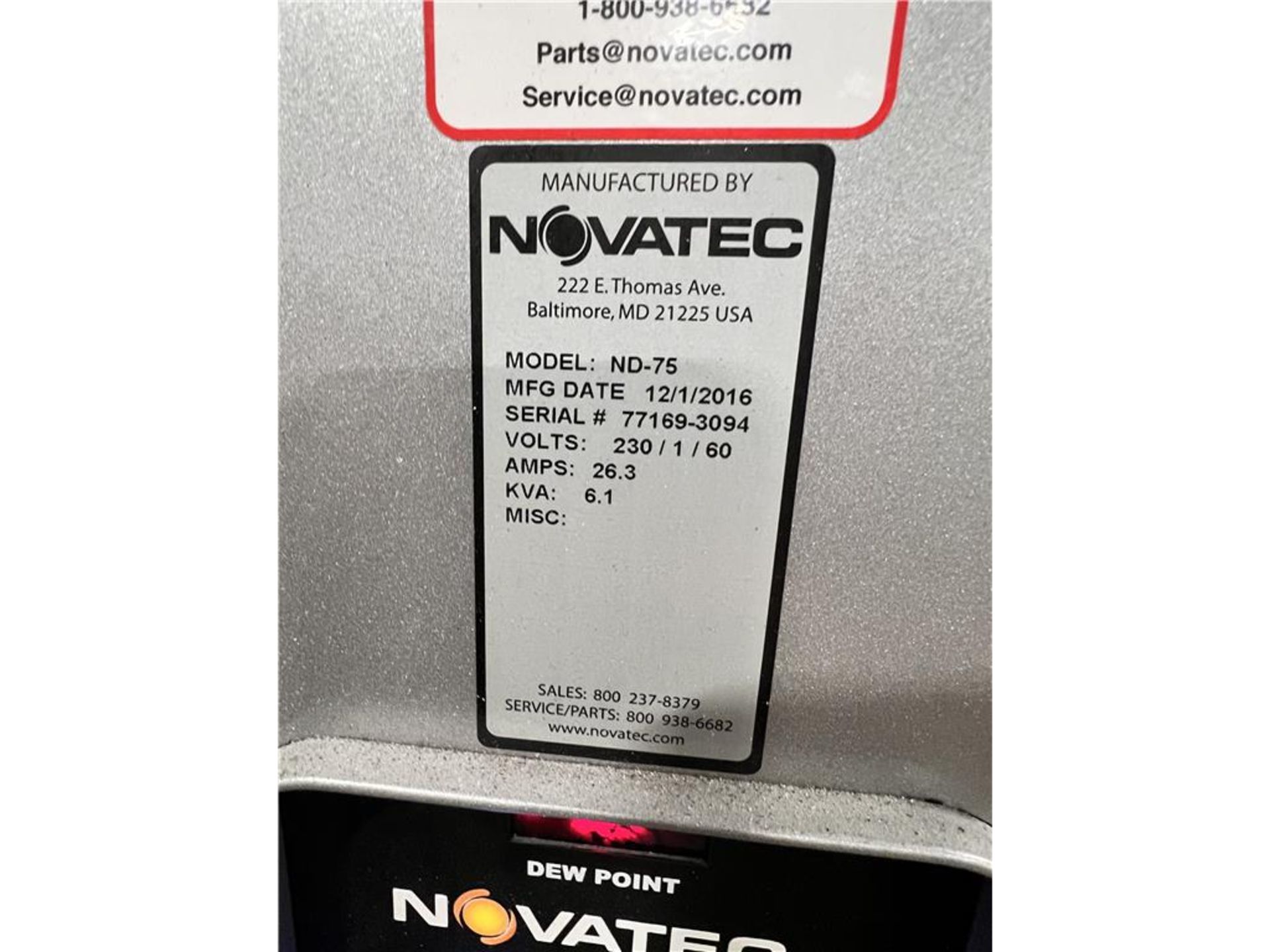 2016 NOVATEC ND-75 DRYER - Image 2 of 2