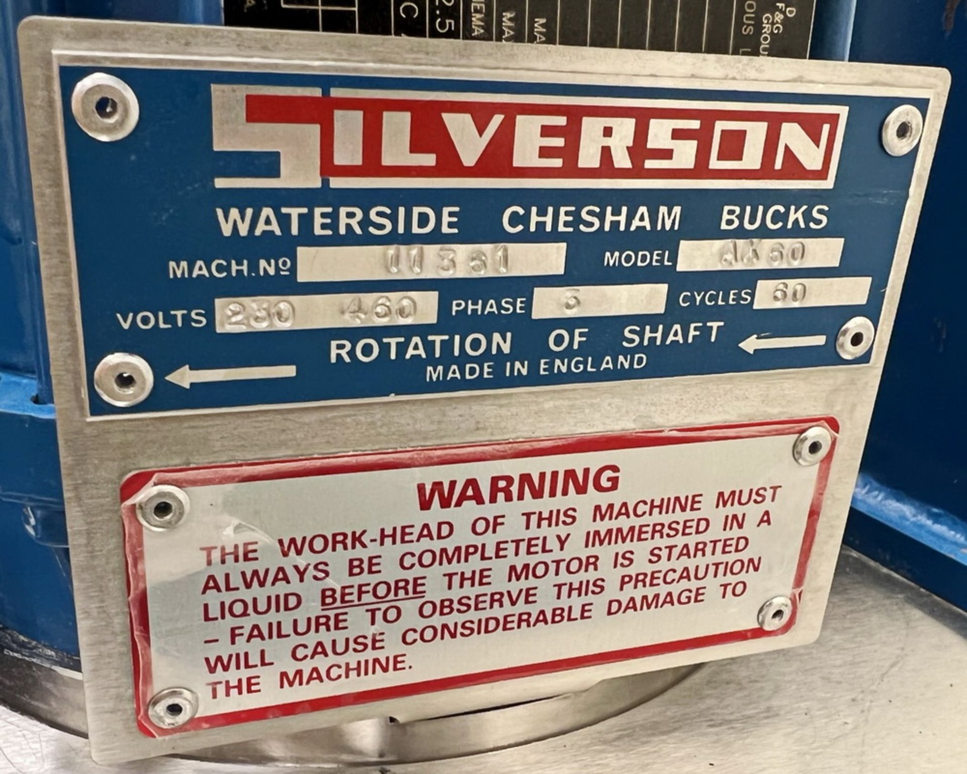 Silverson Mixer, Model AX60, S/N 11361, on portable hoist - Image 2 of 9
