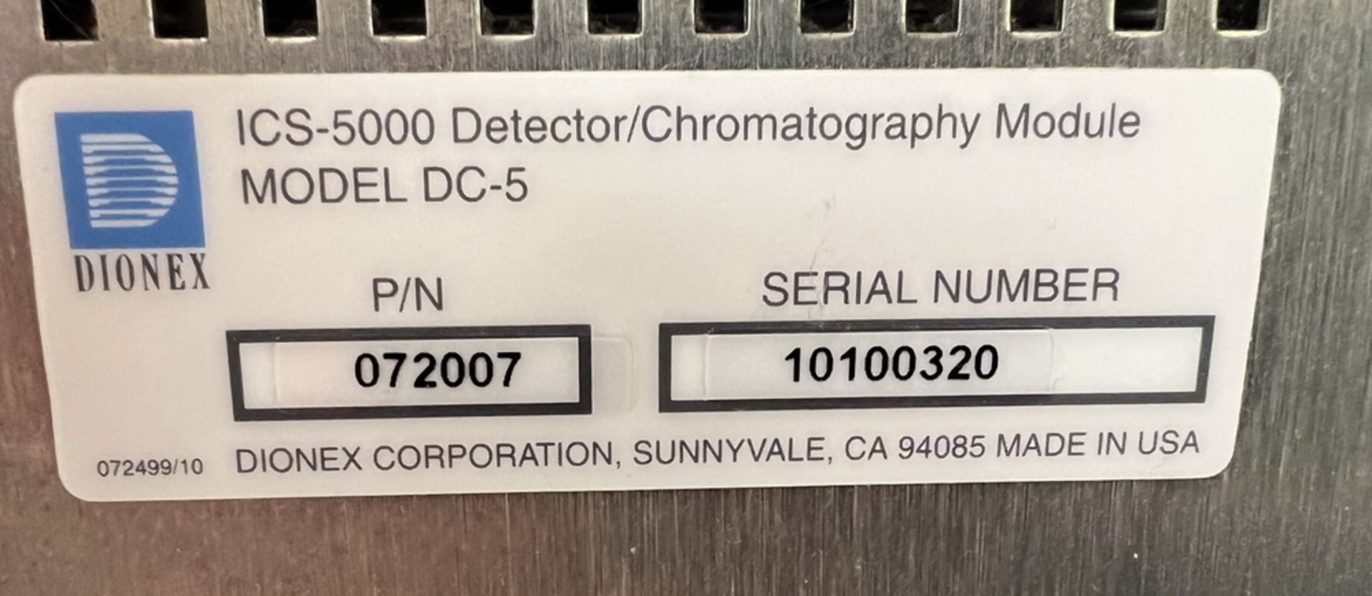 Thermo Scientific Dionex ICS-5000 Detector/Chromatography Module, Model DC-5 - Image 8 of 10