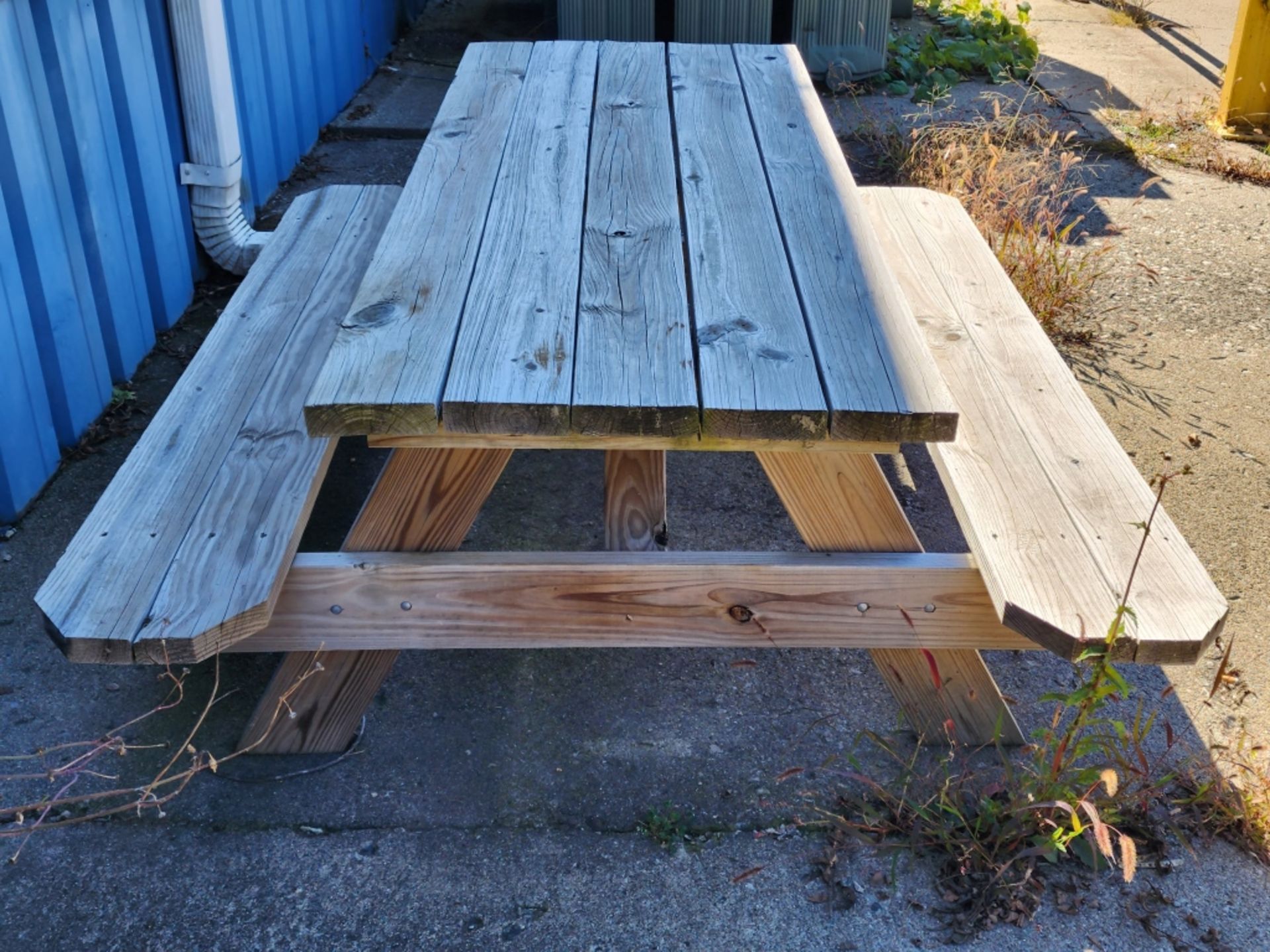 Wood Picnic Table 71" L x 28" H - Image 3 of 4