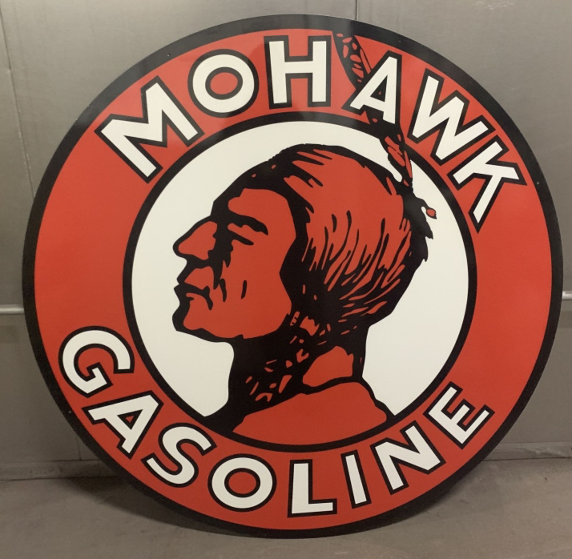 Mohawk Gasoline Metal Sign. 4Õ Across.