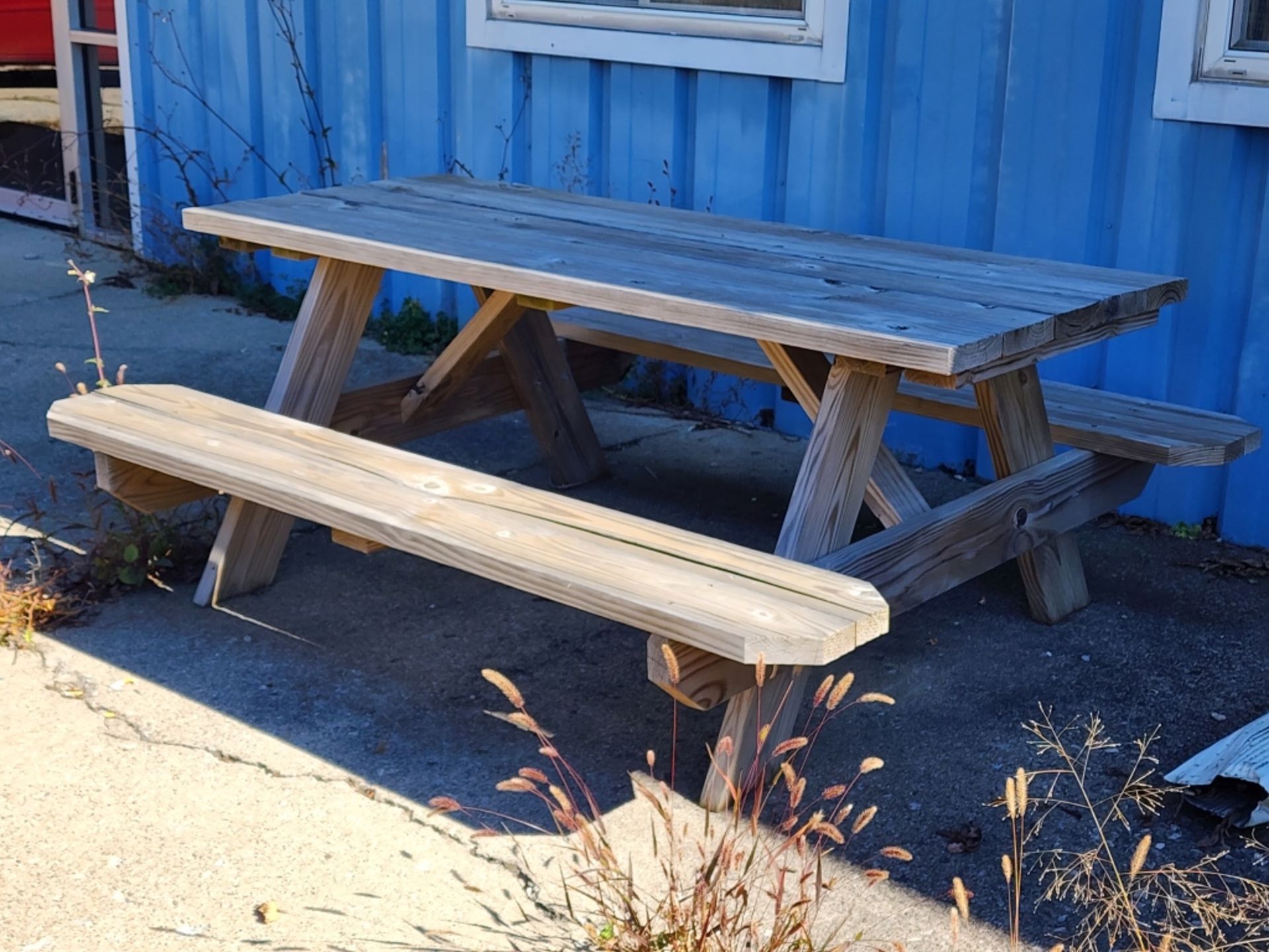 Wood Picnic Table 71" L x 28" H - Image 2 of 4