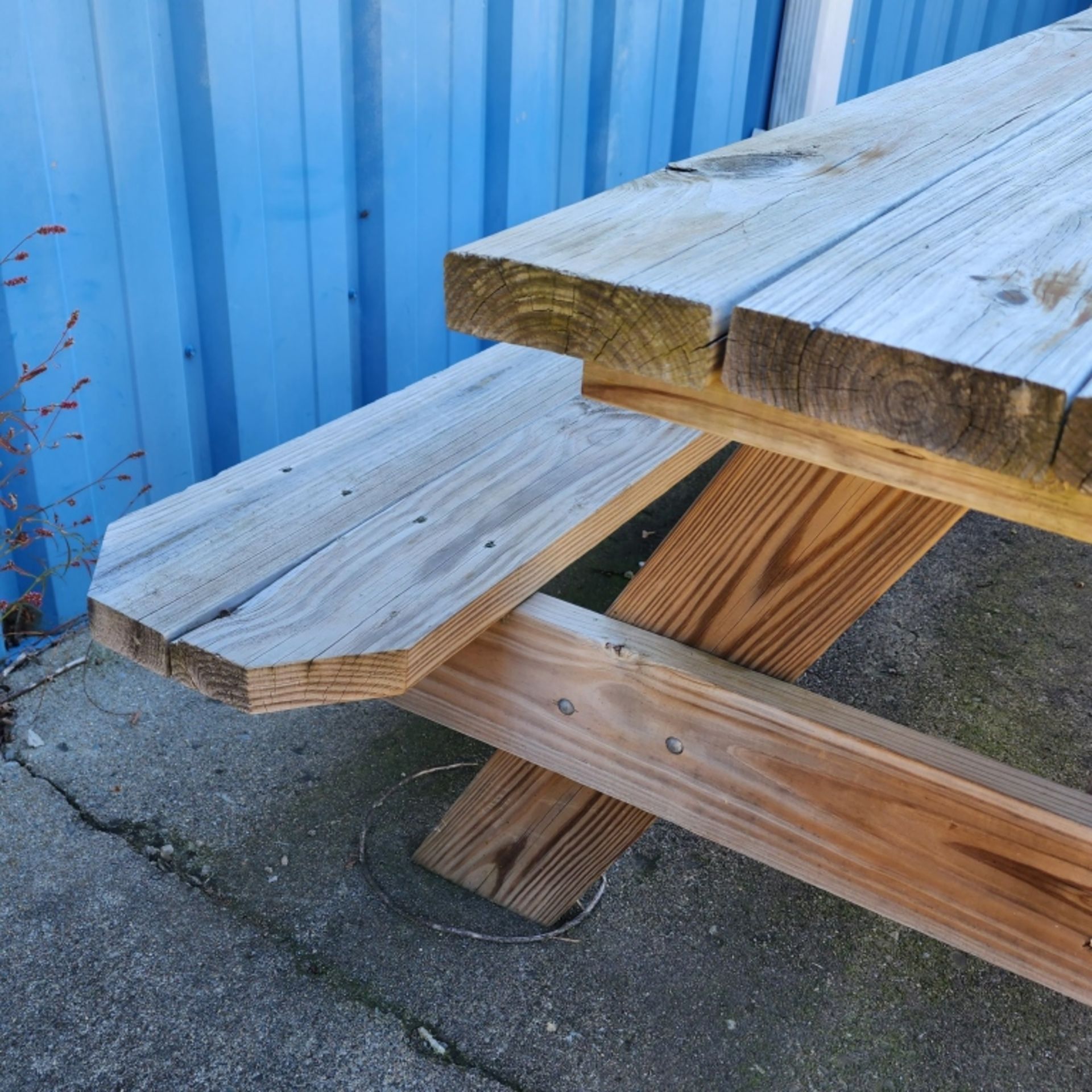 Wood Picnic Table 71" L x 28" H - Image 4 of 4