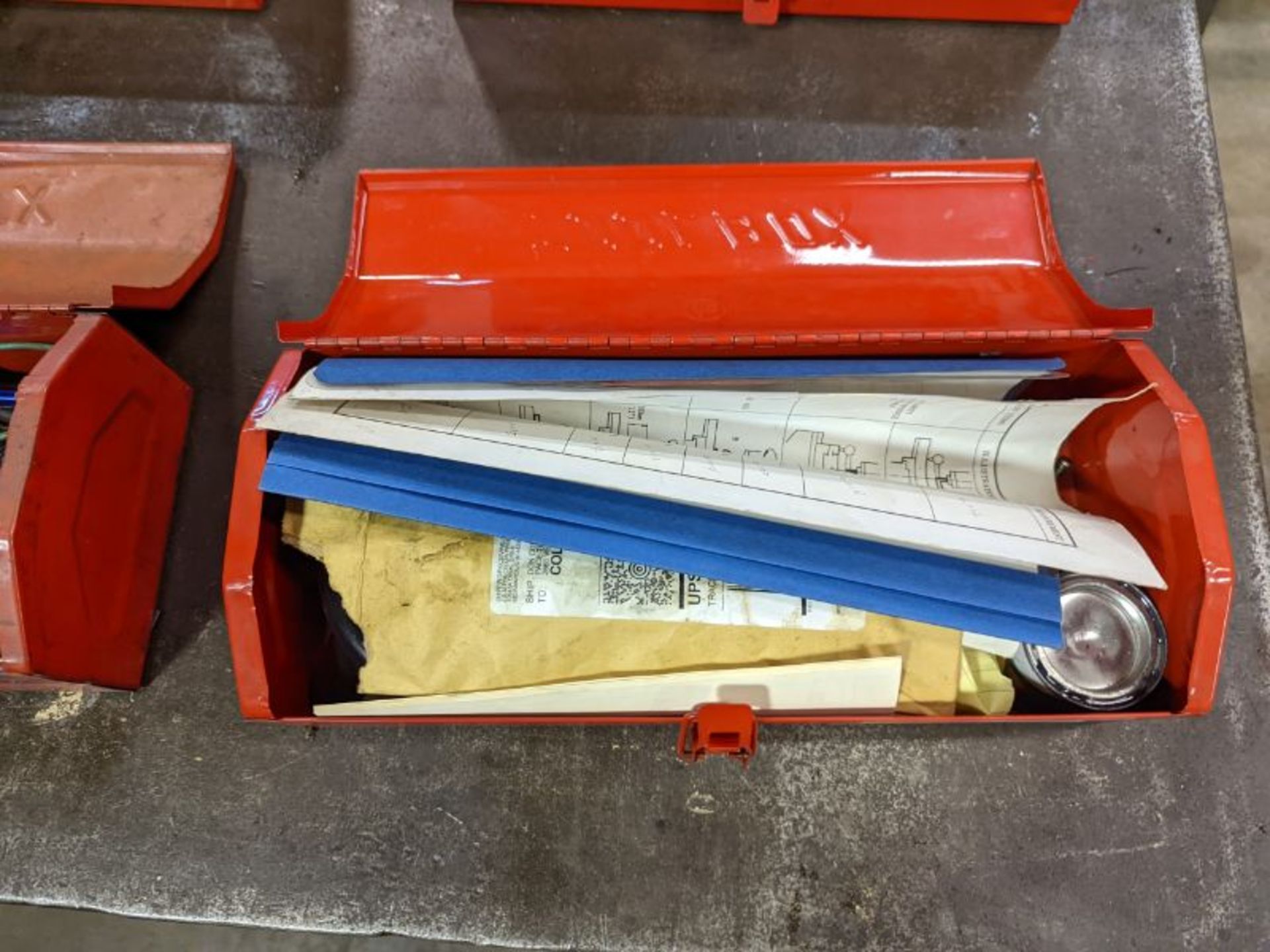 (5) Red Toolboxes 14"x6" and Tool Bin with Misc Tools - Image 2 of 8