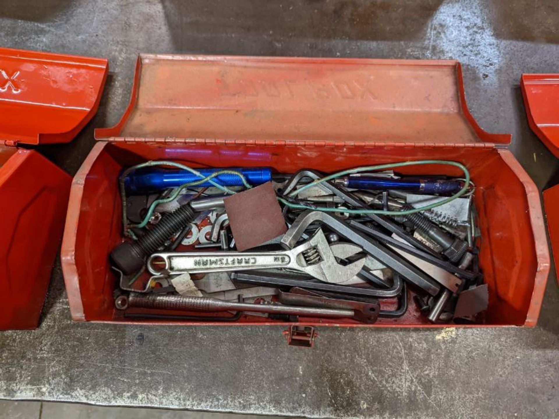 (5) Red Toolboxes 14"x6" and Tool Bin with Misc Tools - Image 3 of 8