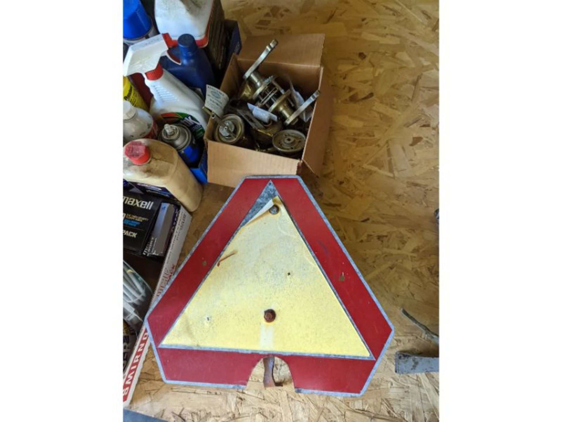 3 Flats Oil Filters, Oils, Grease, Door Handel's, Slow Moving Vehical Triangle - Image 2 of 4