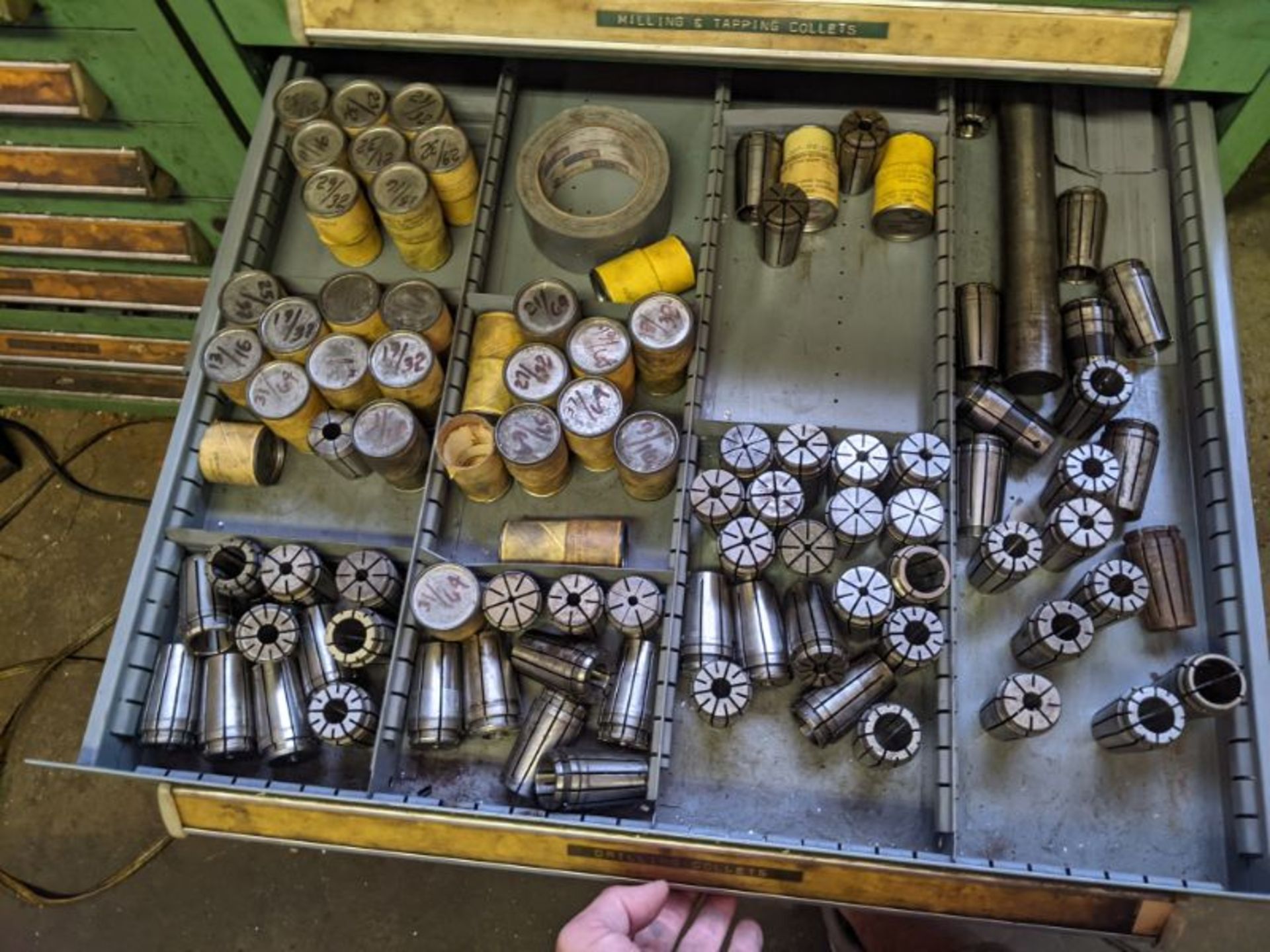 Vidmar Cabinet With Contents Endmills, Drills, Wrenches, Collets, Studs, Toolsetter - Image 6 of 7