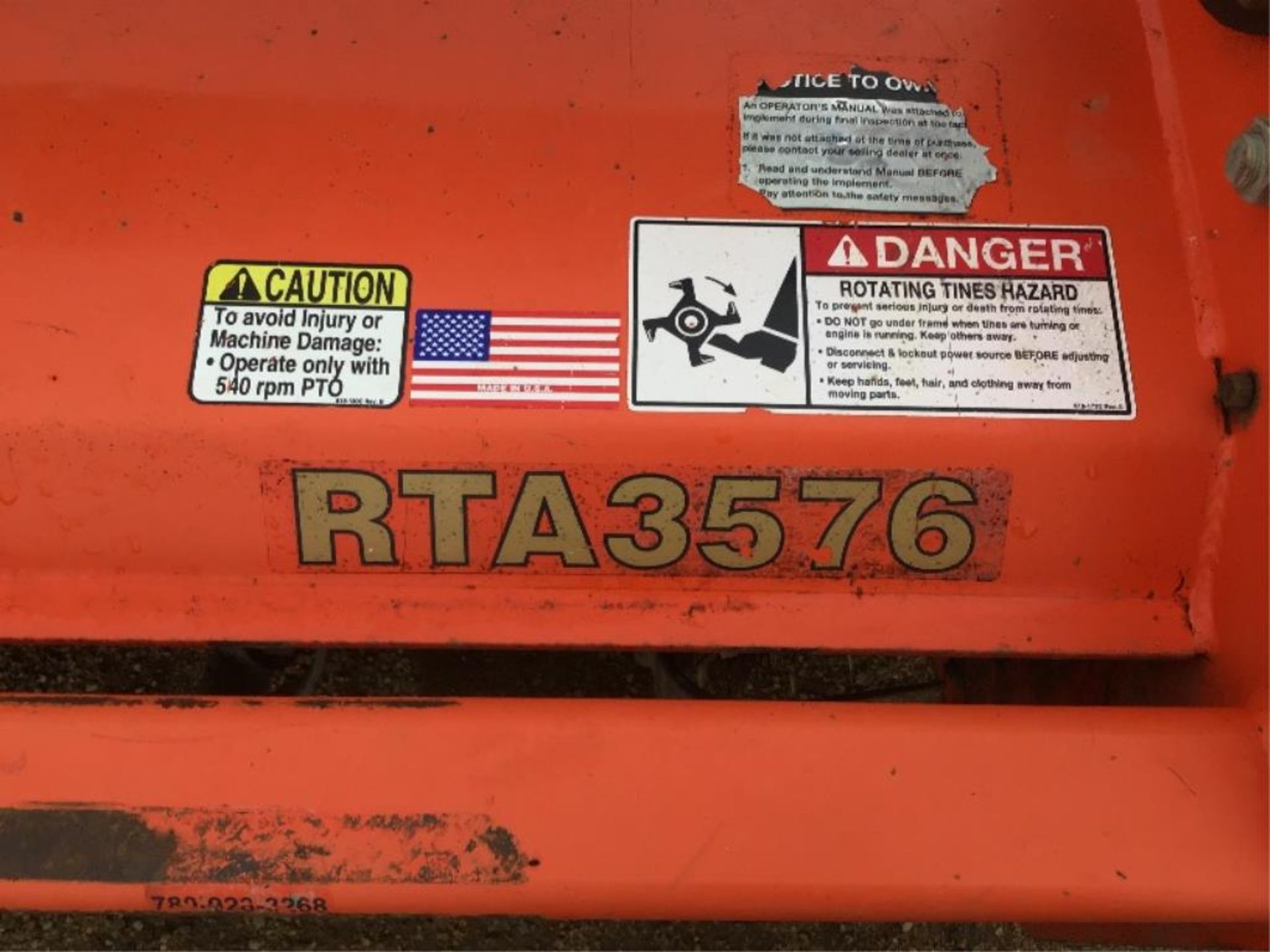 76in Land Pride RTA3576 Kubota Tiller 540PTO, 6-Tine - Image 7 of 7