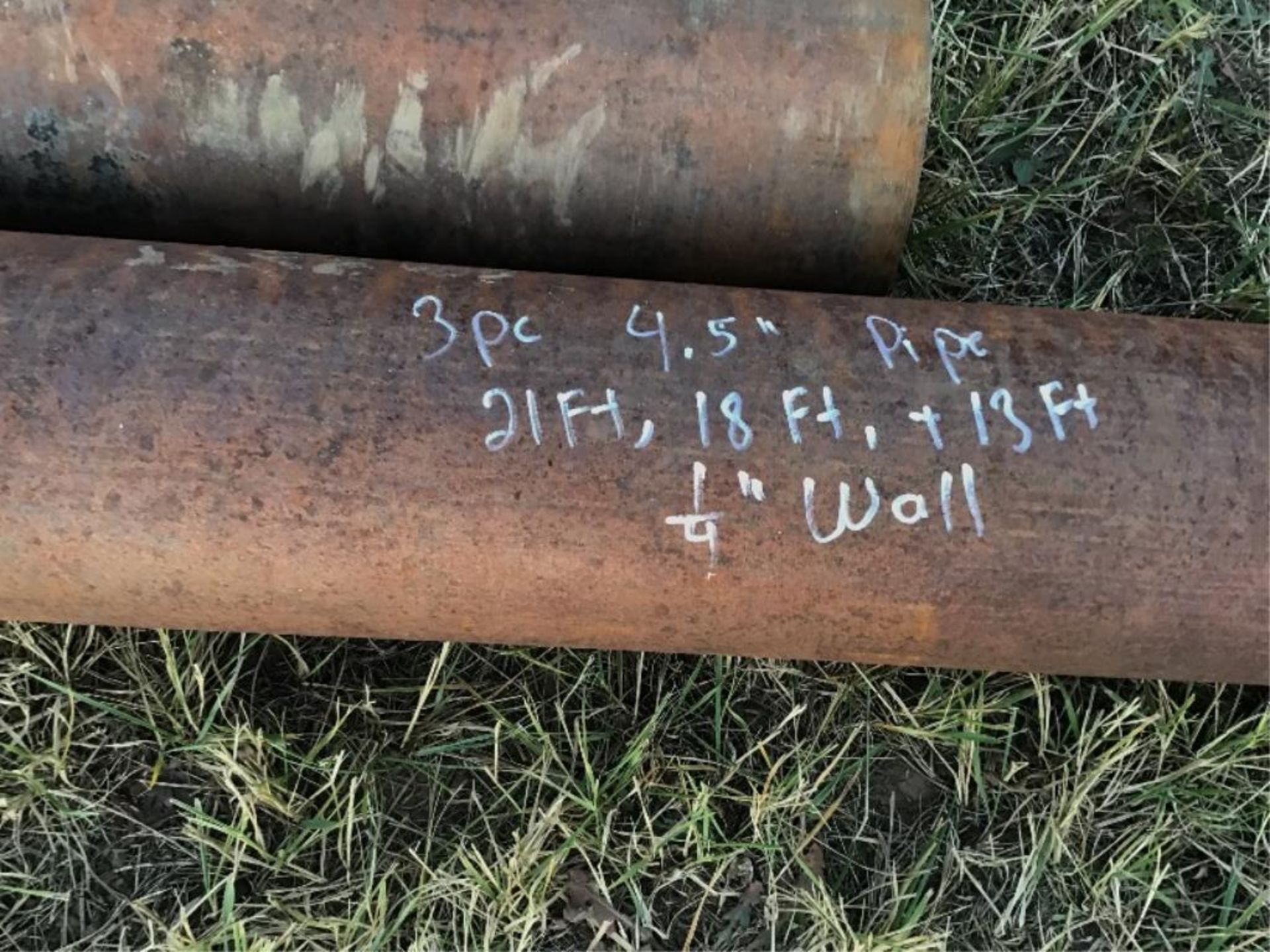 Lot of (3) 4.5in Pipe 1/4in Wall 21FT, 18Ft & 13Ft. Selling by the pc X 3.Lot #s' 55 & 56 Selling - Image 2 of 2