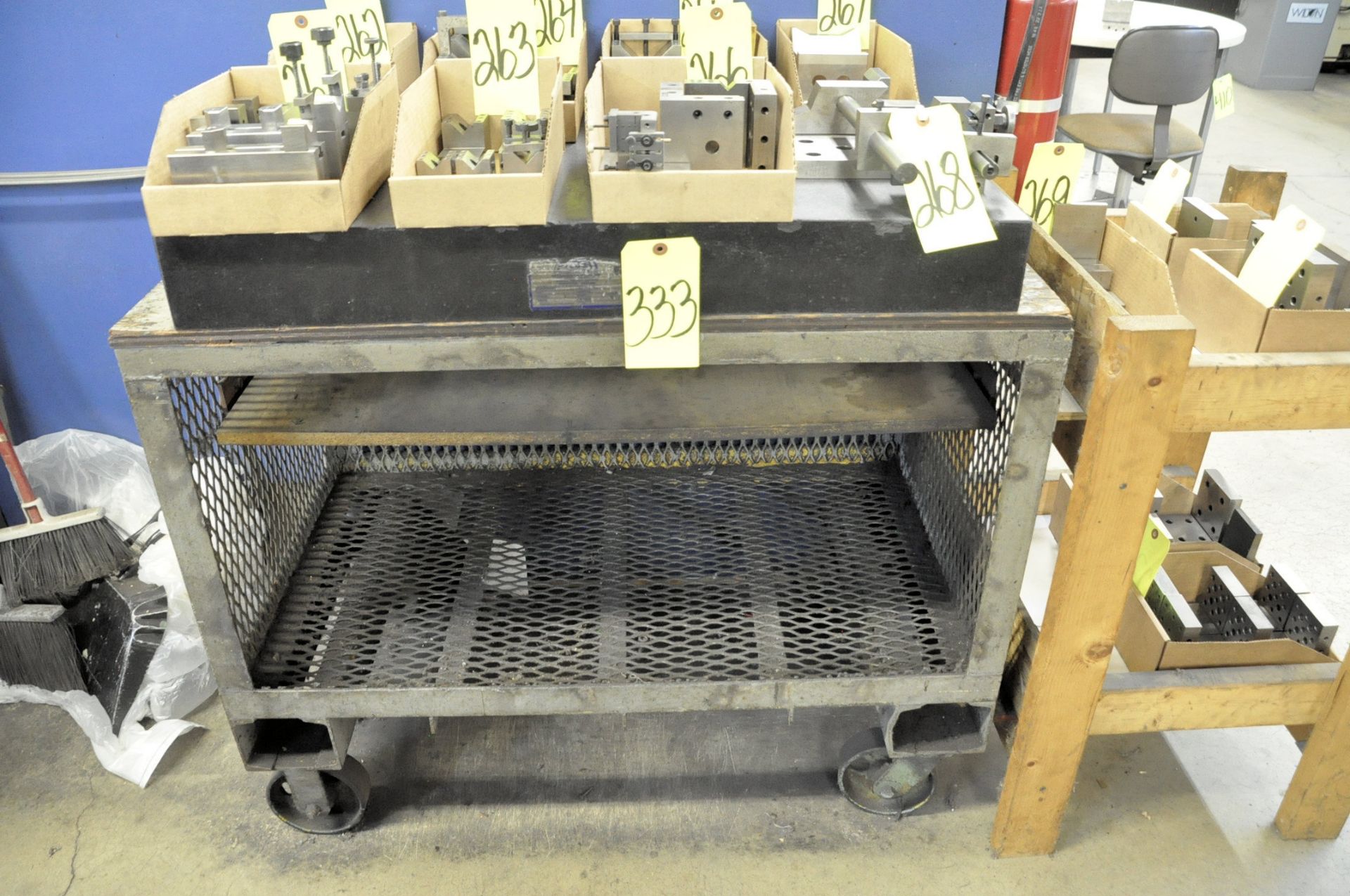 24" x 36" x 4" Black Granite Surface Plate with Steel Cart, (Contents Not Included),