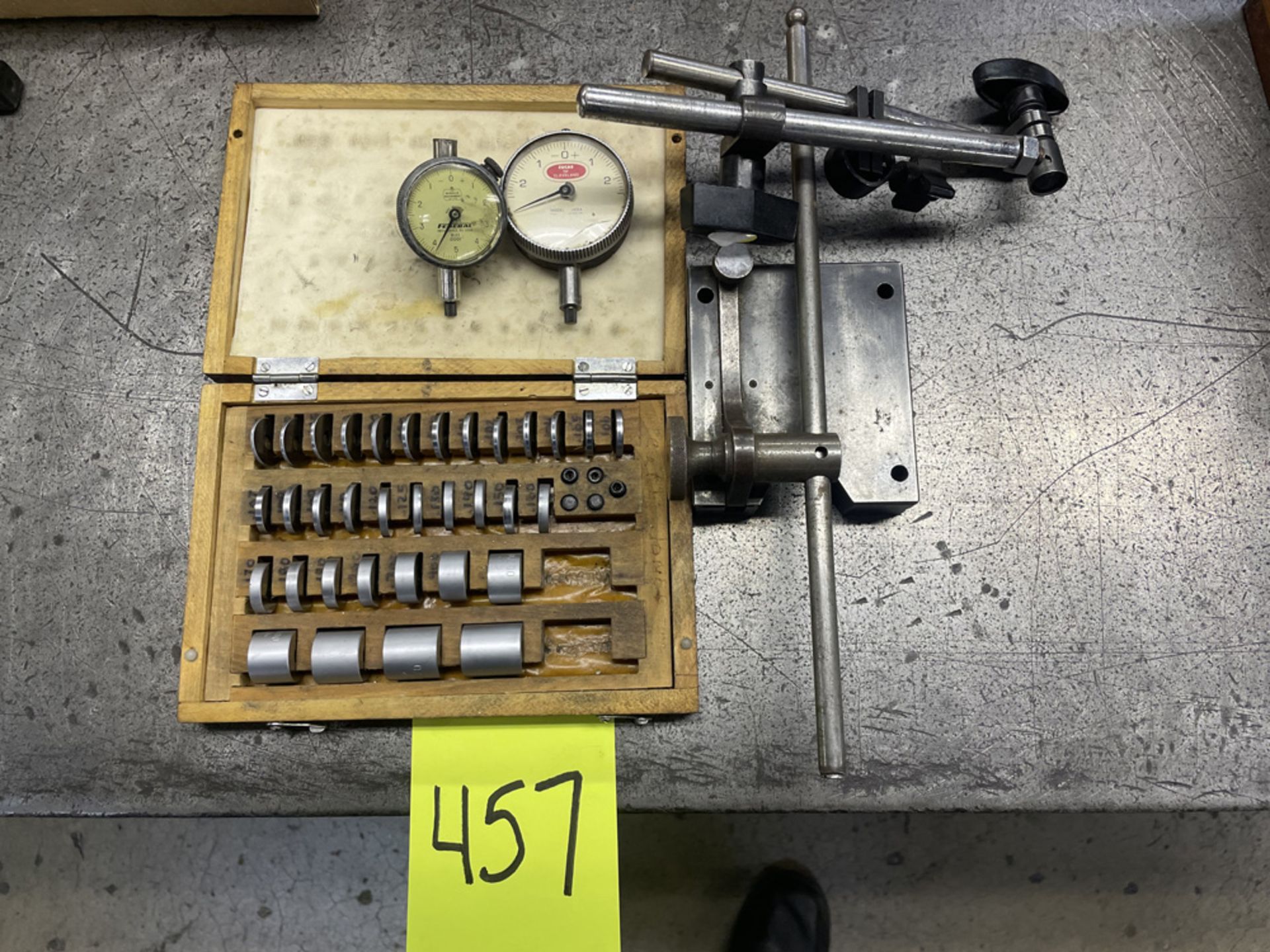Lot Including: Round Joe Blocks, 2-Gages & 1-Adjustable Gage Stand