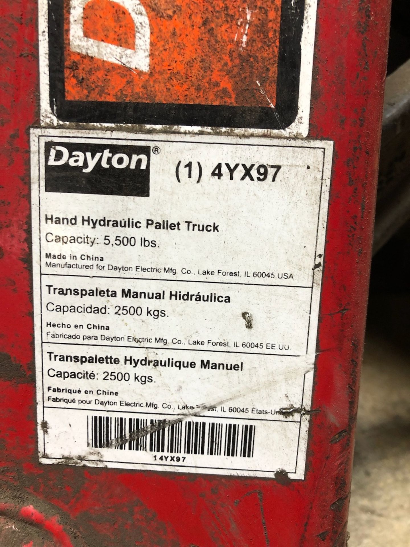 Dayton 5,500 lb Pallet Jack - Image 3 of 3