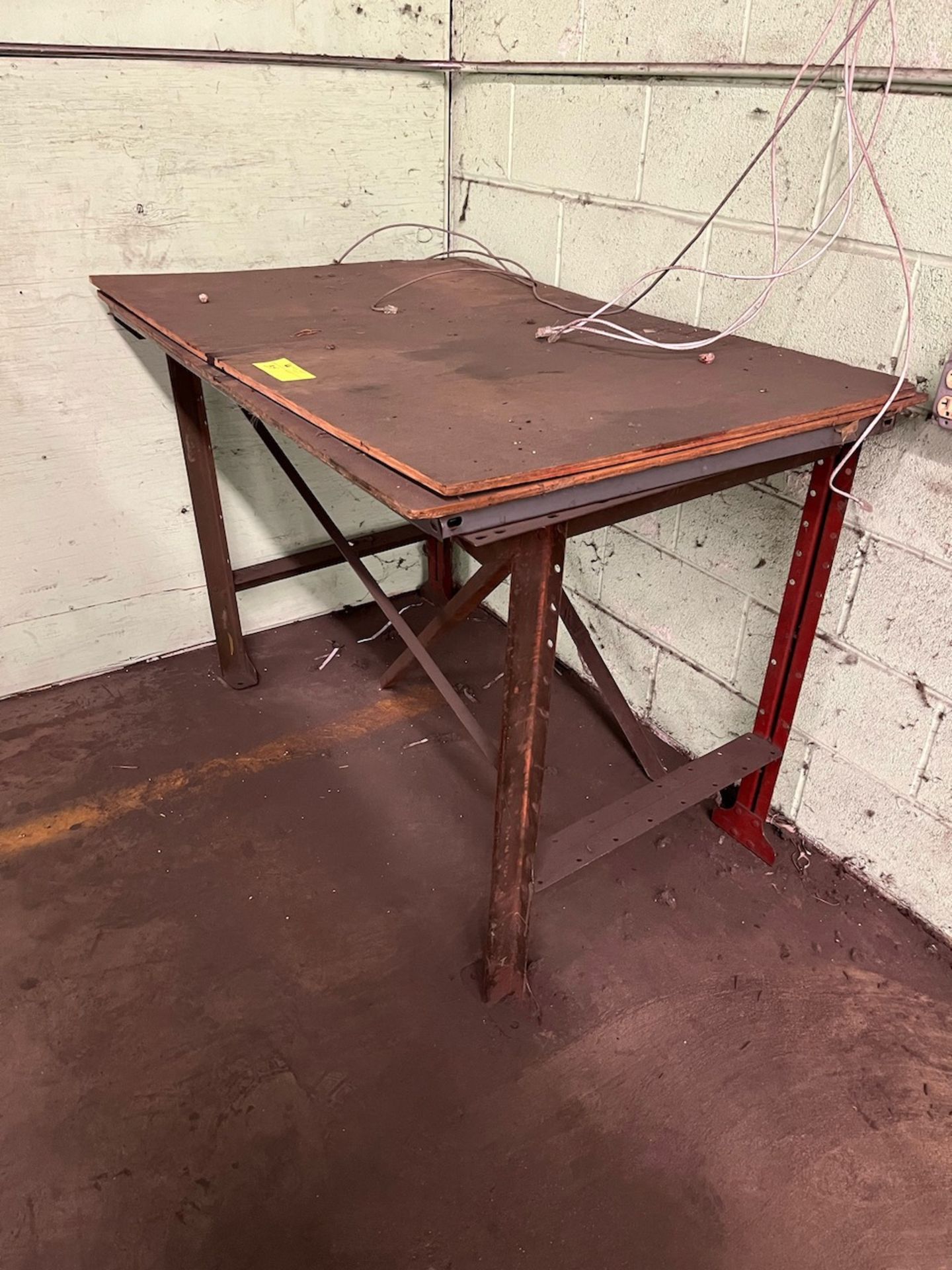 Metal work table with wood top 32" x 48"