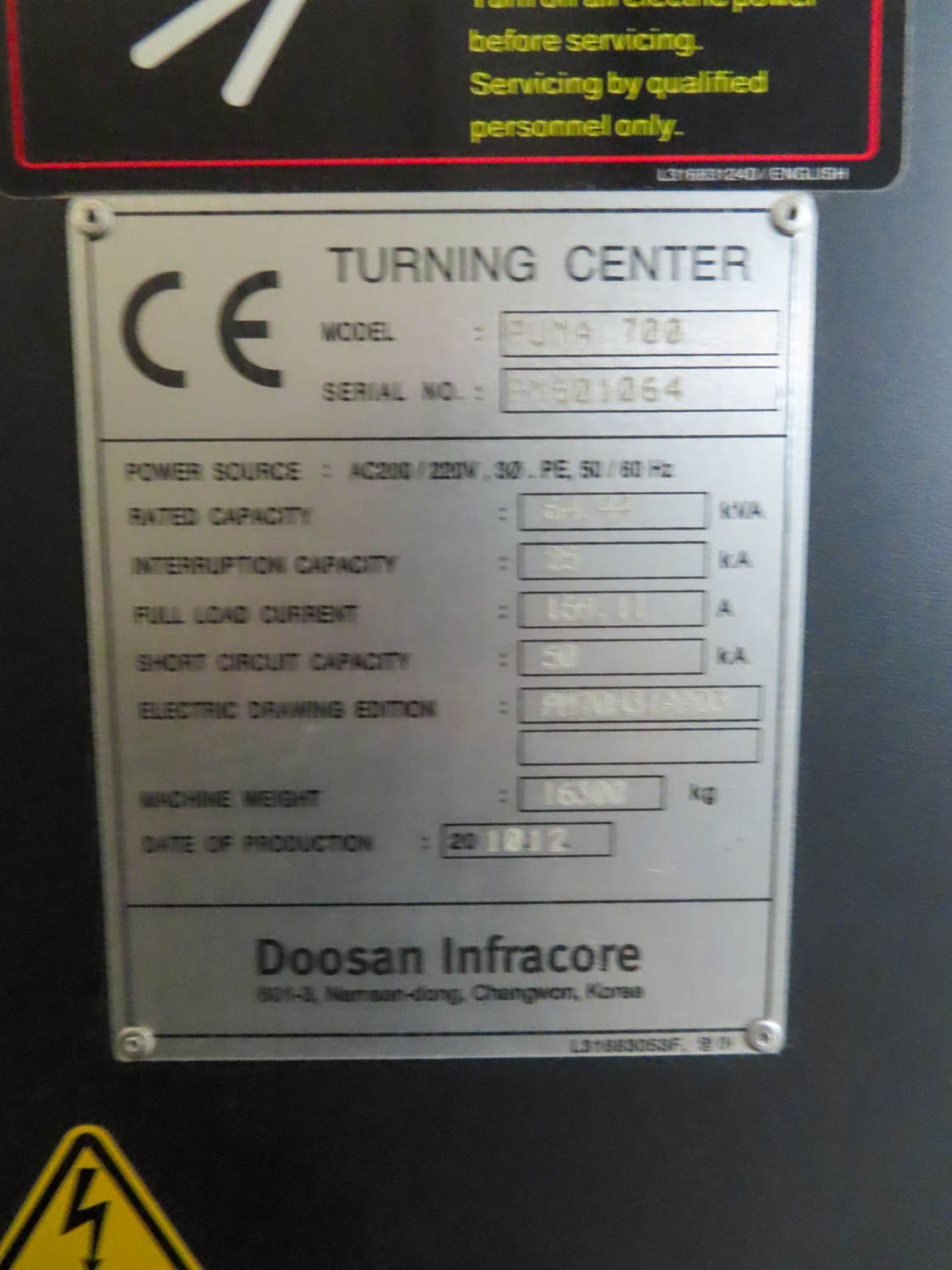 Doosan Puma 700 CNC Turning Center, Fanuc 32iA CNC Controls, 40.5" Swing Over Bed (2010) - Image 11 of 12