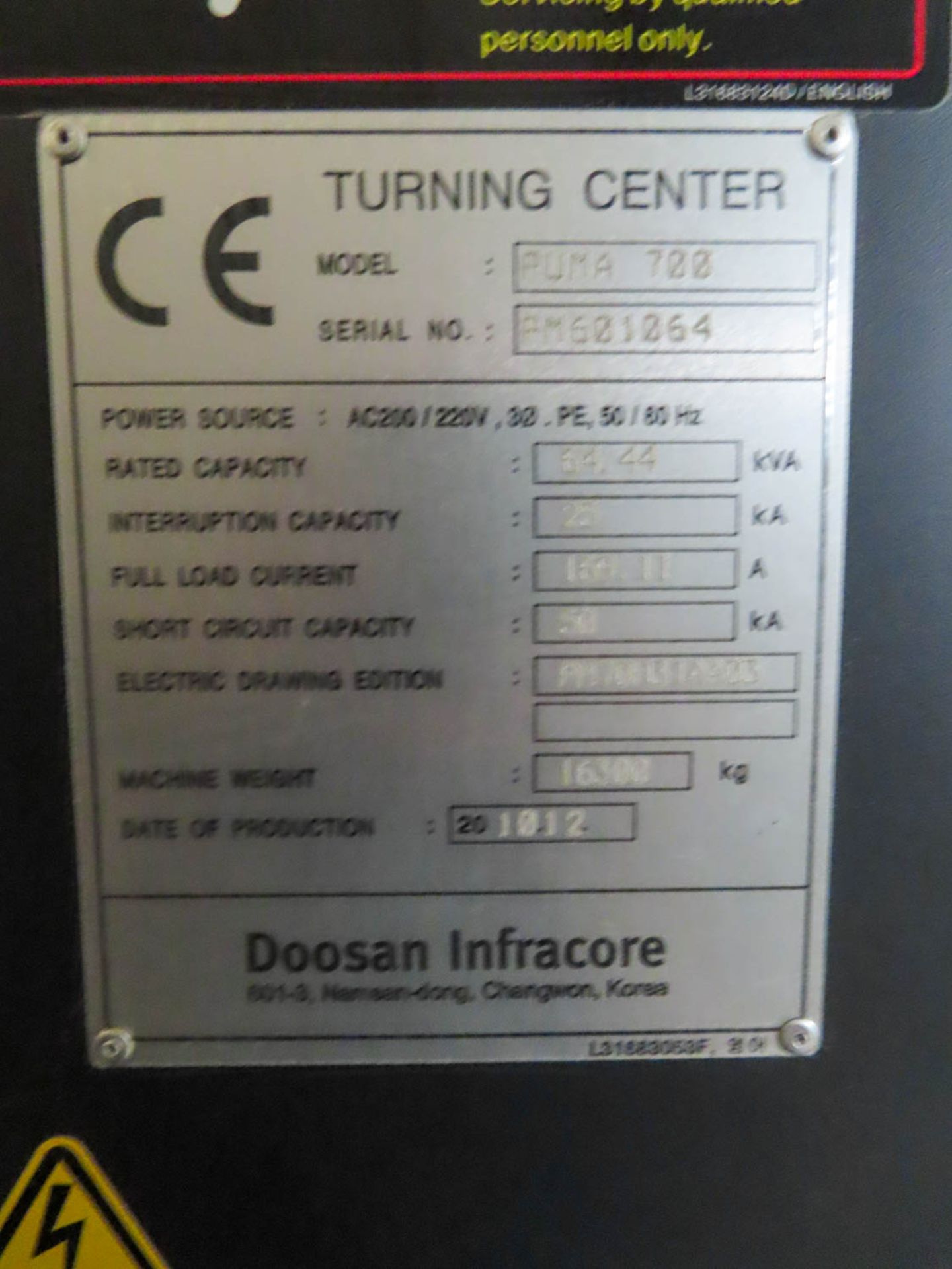 Doosan Puma 700 CNC Turning Center, Fanuc 32iA CNC Controls, 40.5" Swing Over Bed (2010) - Image 12 of 12